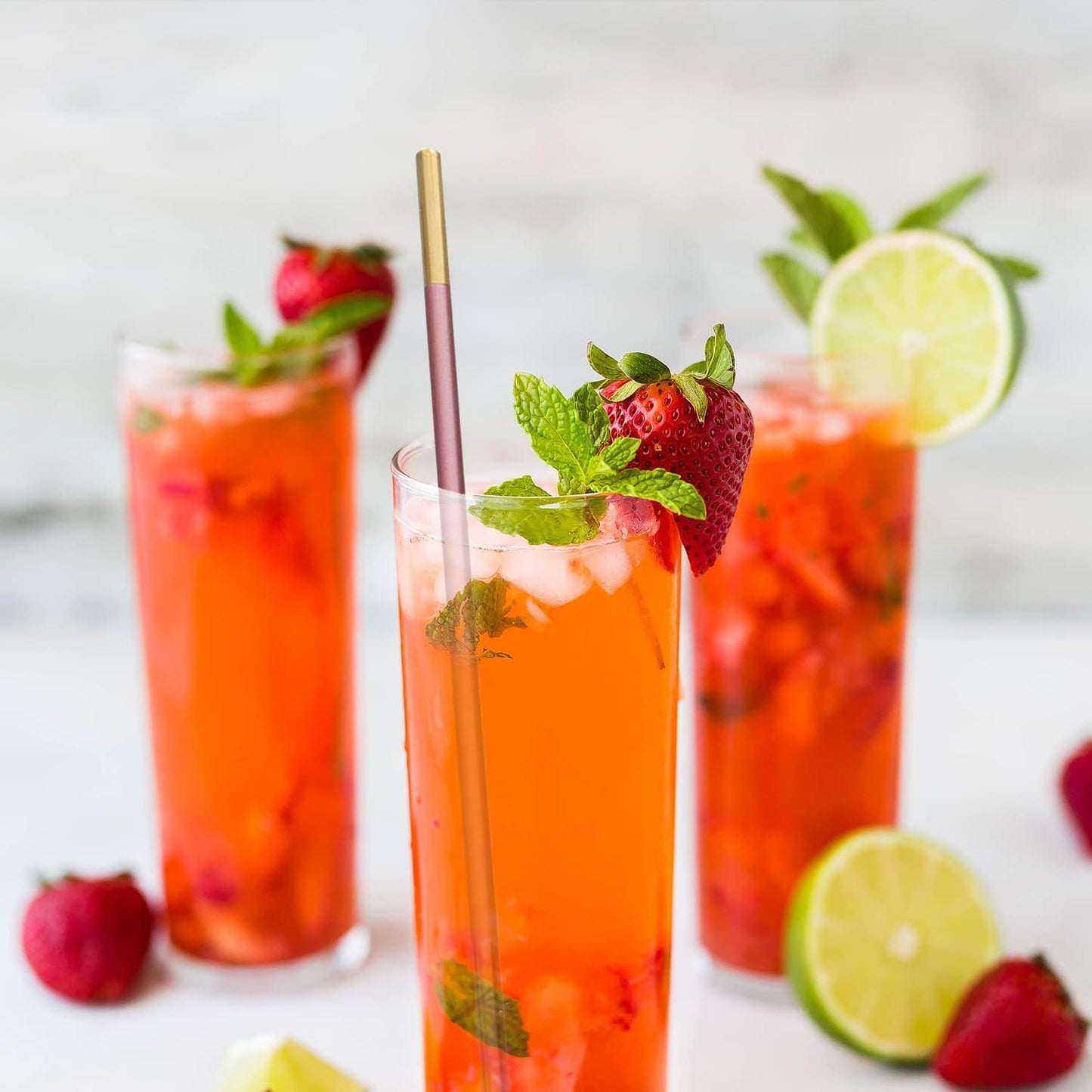 Stainless Steel Reusable Metal Straws,Extra Long Reusable Metal Straws,Metal Drinking Straws,Straight,Pink,5 Pieces.