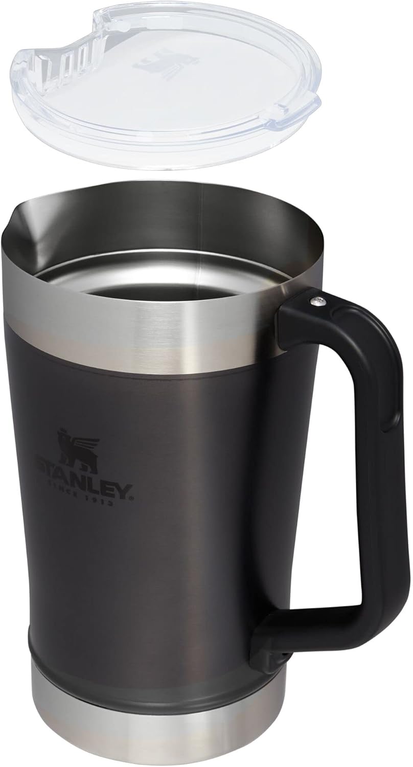 Stanley Stay-Chill Pitcher 64 oz | Cold Water, Beer, and Drink Pitcher with Lid | Large Capacity Durable Beverage Container with Handle | Insulated Stainless Steel | BPA-Free | Charcoal Glow