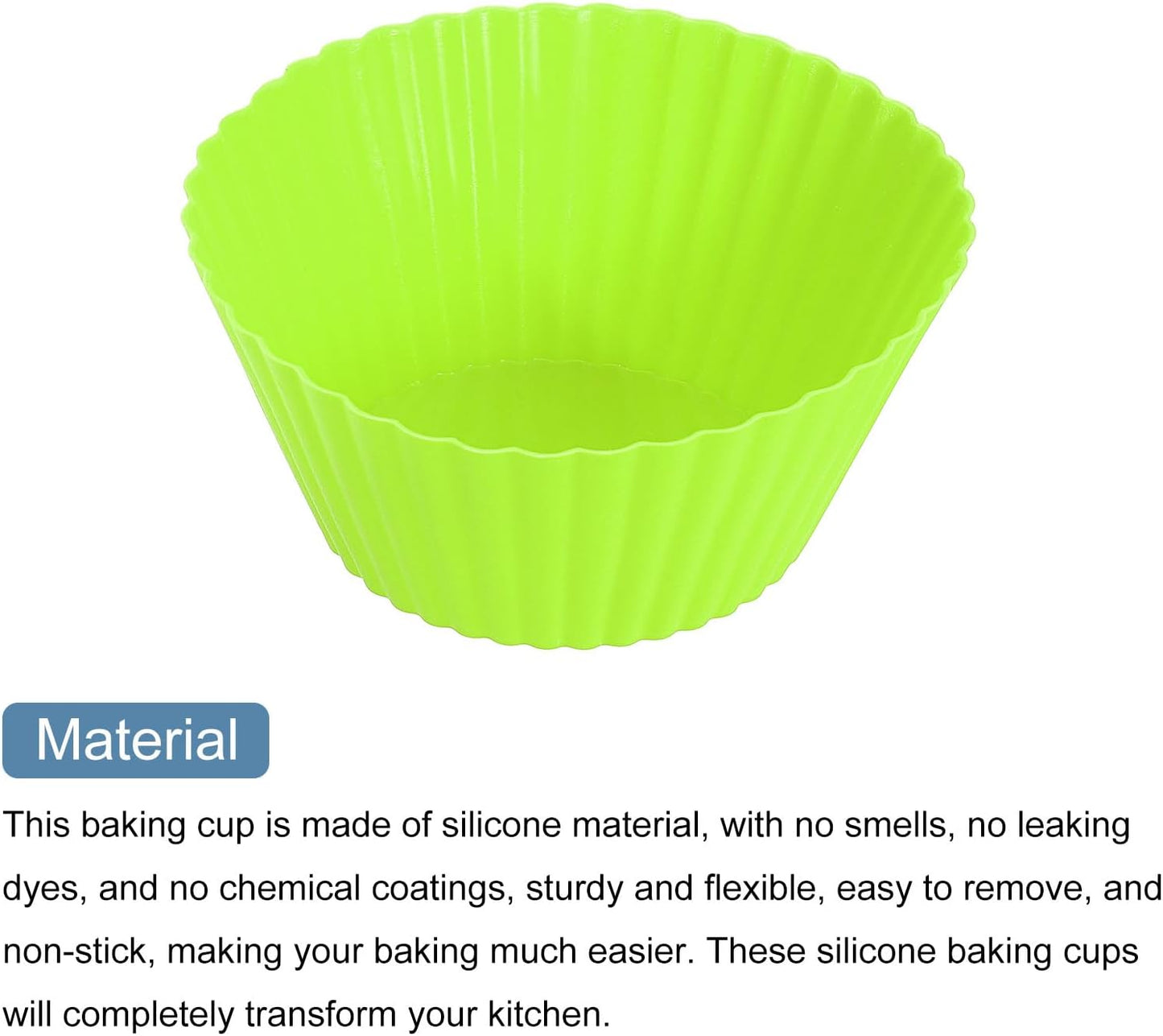 uxcell 42Pcs Silicone Cupcake Liners, Non-Stick Baking Cups, for Cooking Eggs, Baking Muffins and Make a Cake(Green)