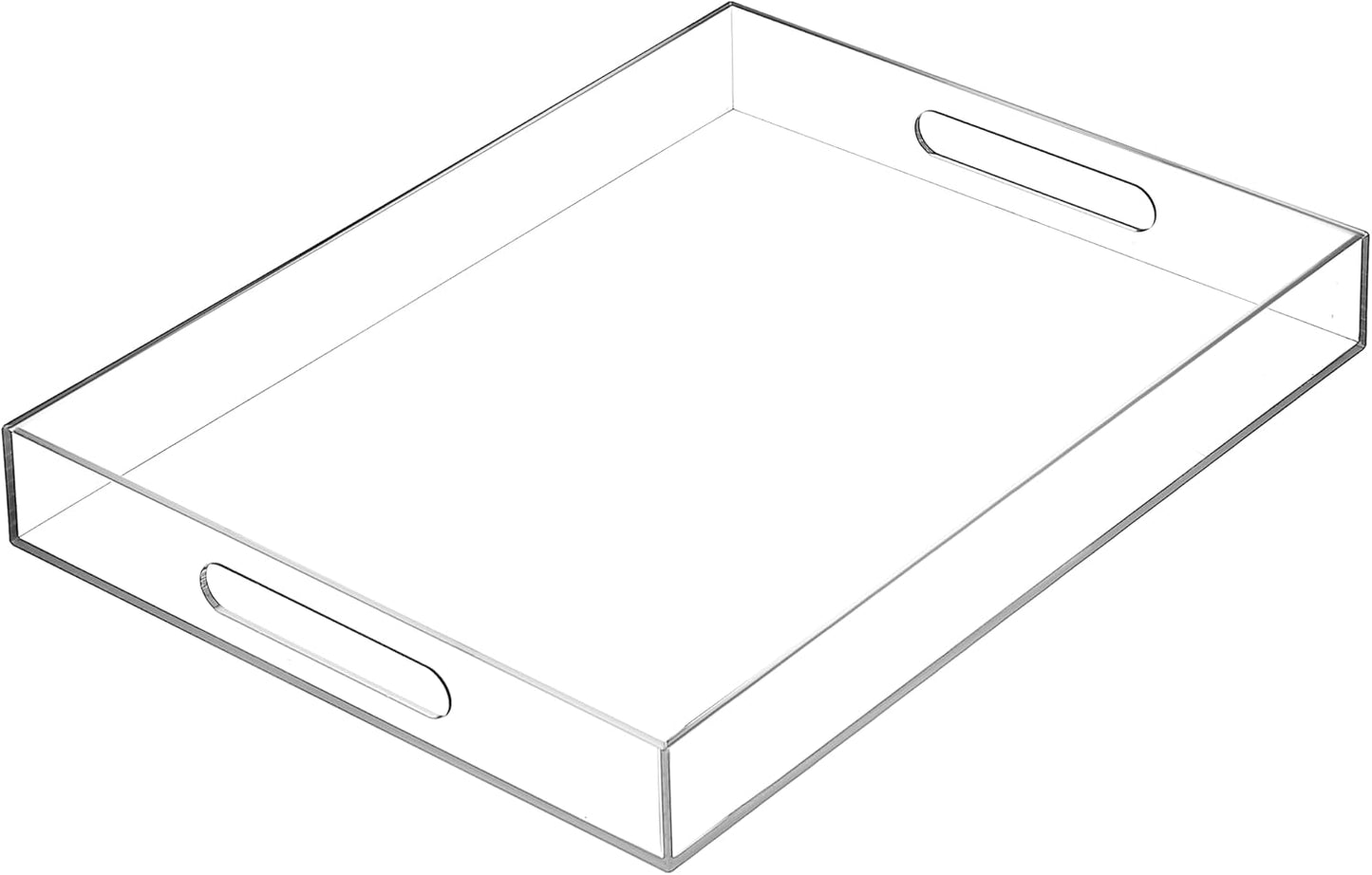 Clear Sturdy Acrylic Serving Tray with Handles-10x15Inch-Serving Coffee,Appetizer,Breakfast,Butler-Kitchen Countertop Tray-Makeup Drawer Organizer-Vanity Table,Ottoman Tray-Decorative Tray
