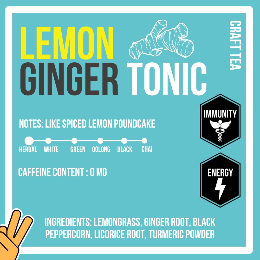 Revival Tea Company Lemon Ginger Tonic - Caffeine Free Tea Blend with Lemongrass and - Loose Leaf 5 Ounces