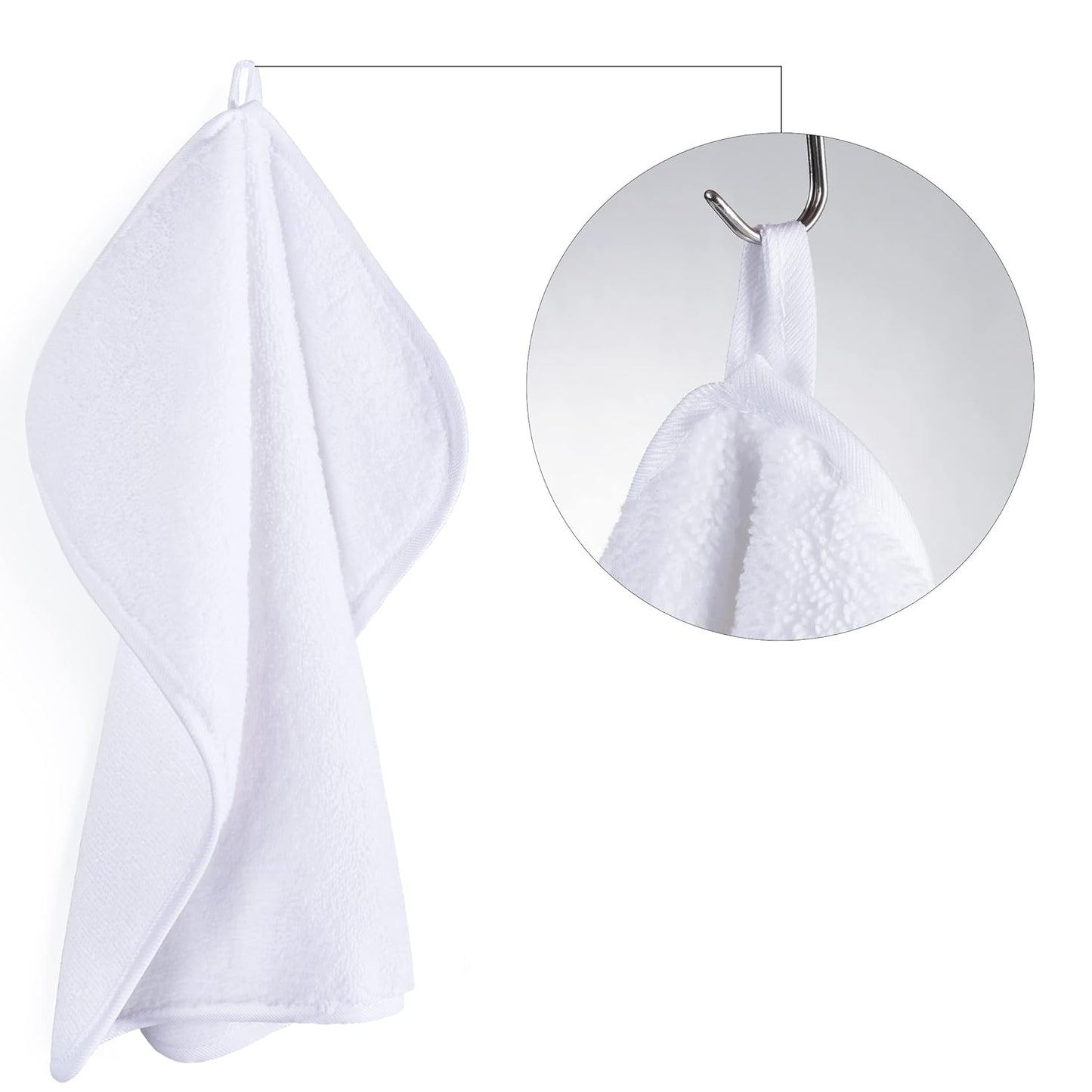 POLYTE Premium Lint Free Microfiber Washcloth Face Towel, 13 x 13 in, Set of 6 (White)