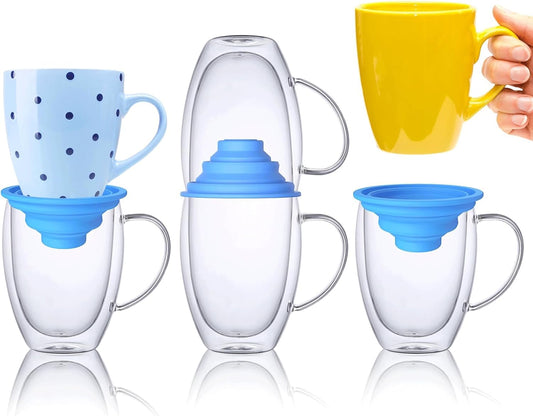 6-Piece Stackable & Expandable Coffee Cup Organizer for Cabinet - Storage Solution for Tea Cups & Coffee Mugs, Maximizes Space & Maintains Order (Blue)