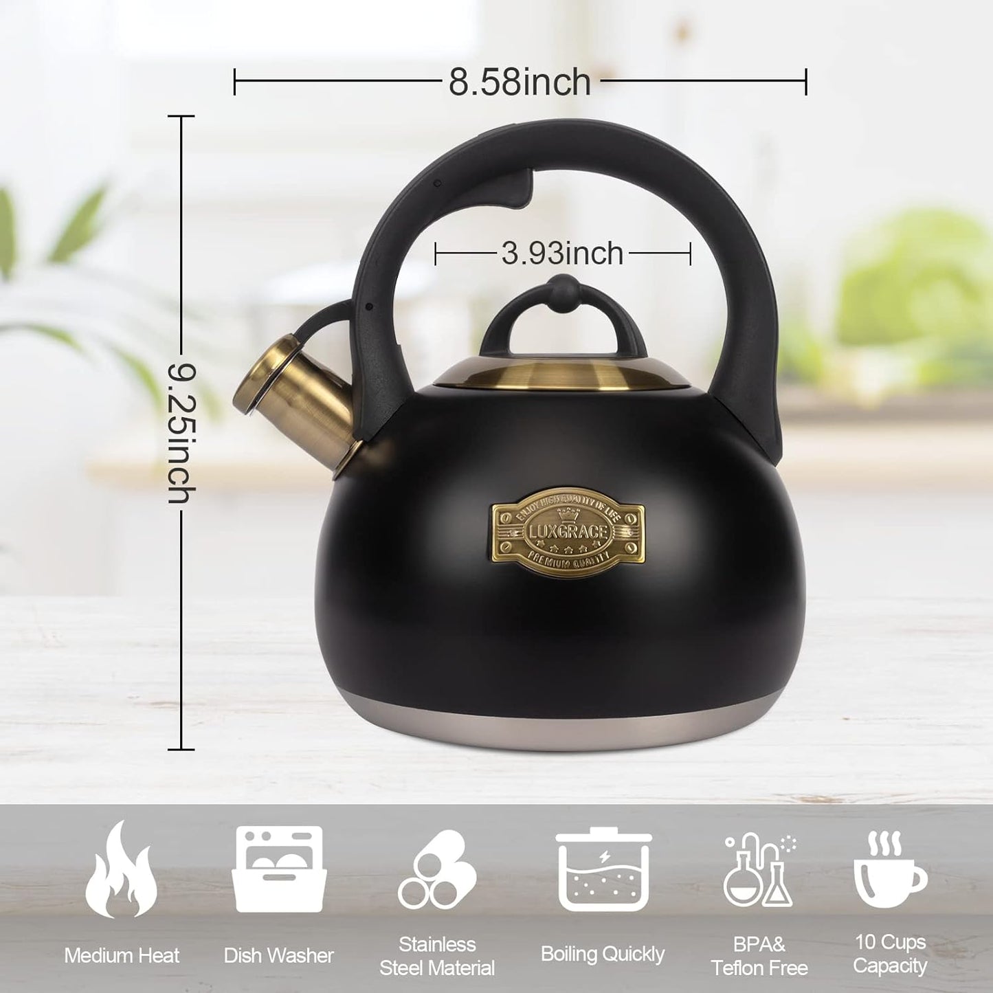 Tea Kettle for Stovetop, Food Grade Stainless Steel Water Kettle, Tea Pot for Home & Kitchen, 3.1 Quart