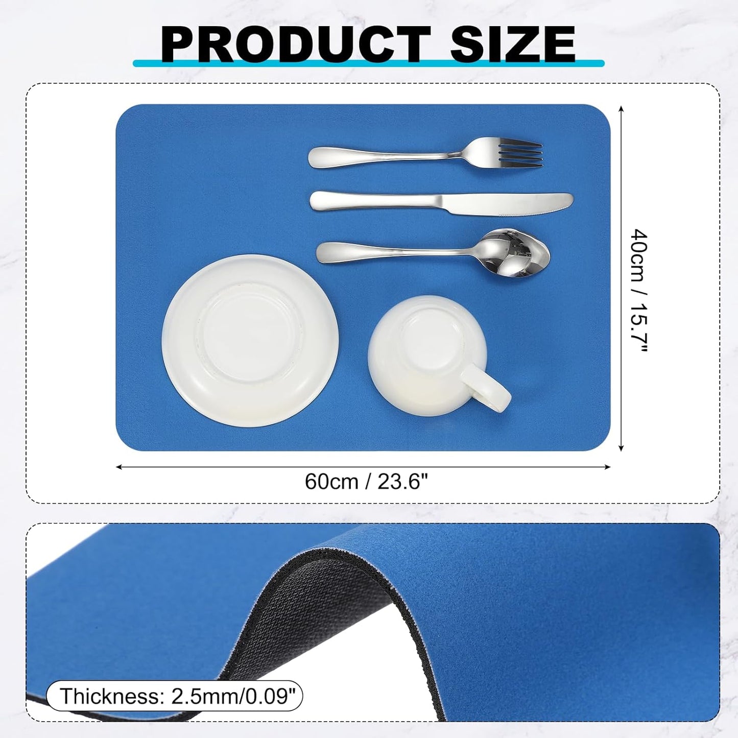 uxcell Silicone Mats for Kitchen Counter, 23.6" x 15.7" Non-Slip Countertop Protector Mat Heat Resistant Coffee Mat Waterproof Table Placemat, Blue