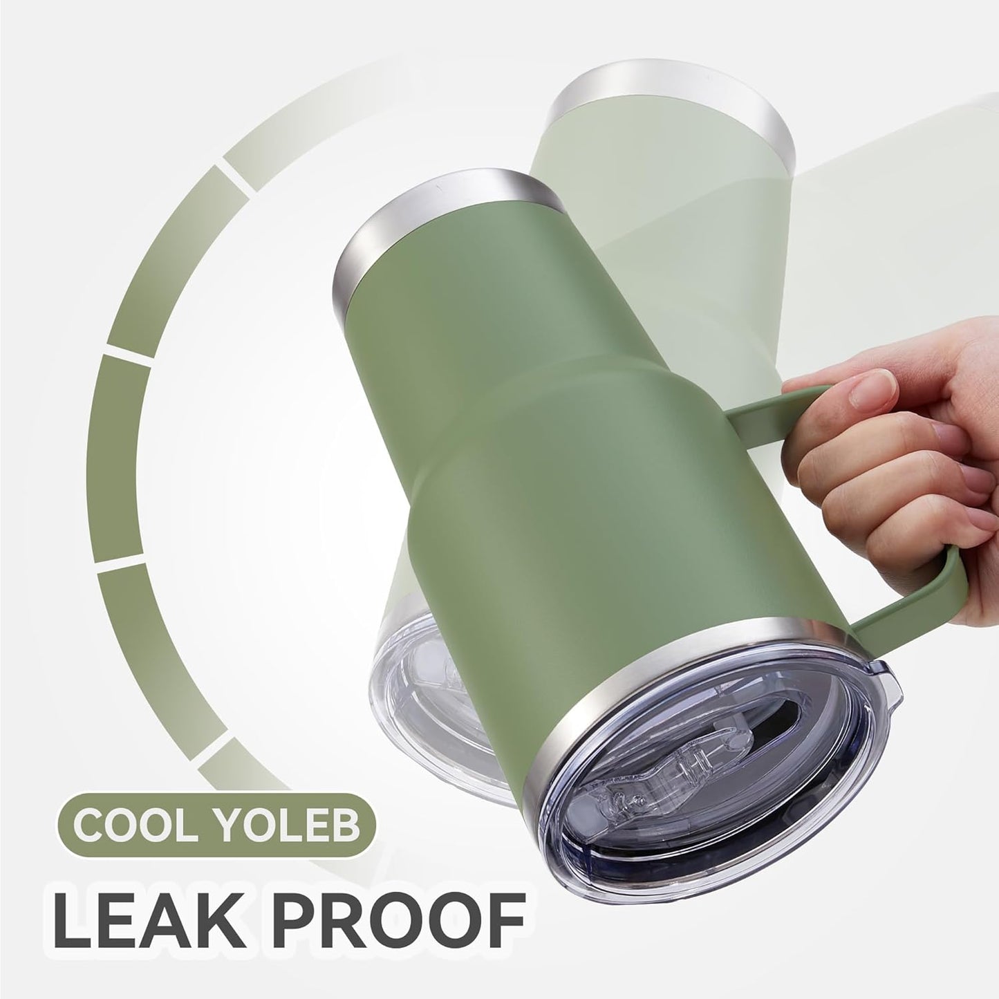 30 oz Tumbler with Handle and Lid, Stainless Steel Tumblers Double Wall Vacuum Insulated Travel Mug Leak Proof Cup Keep Drinks Cold and Hot Army Green, 1 Pack