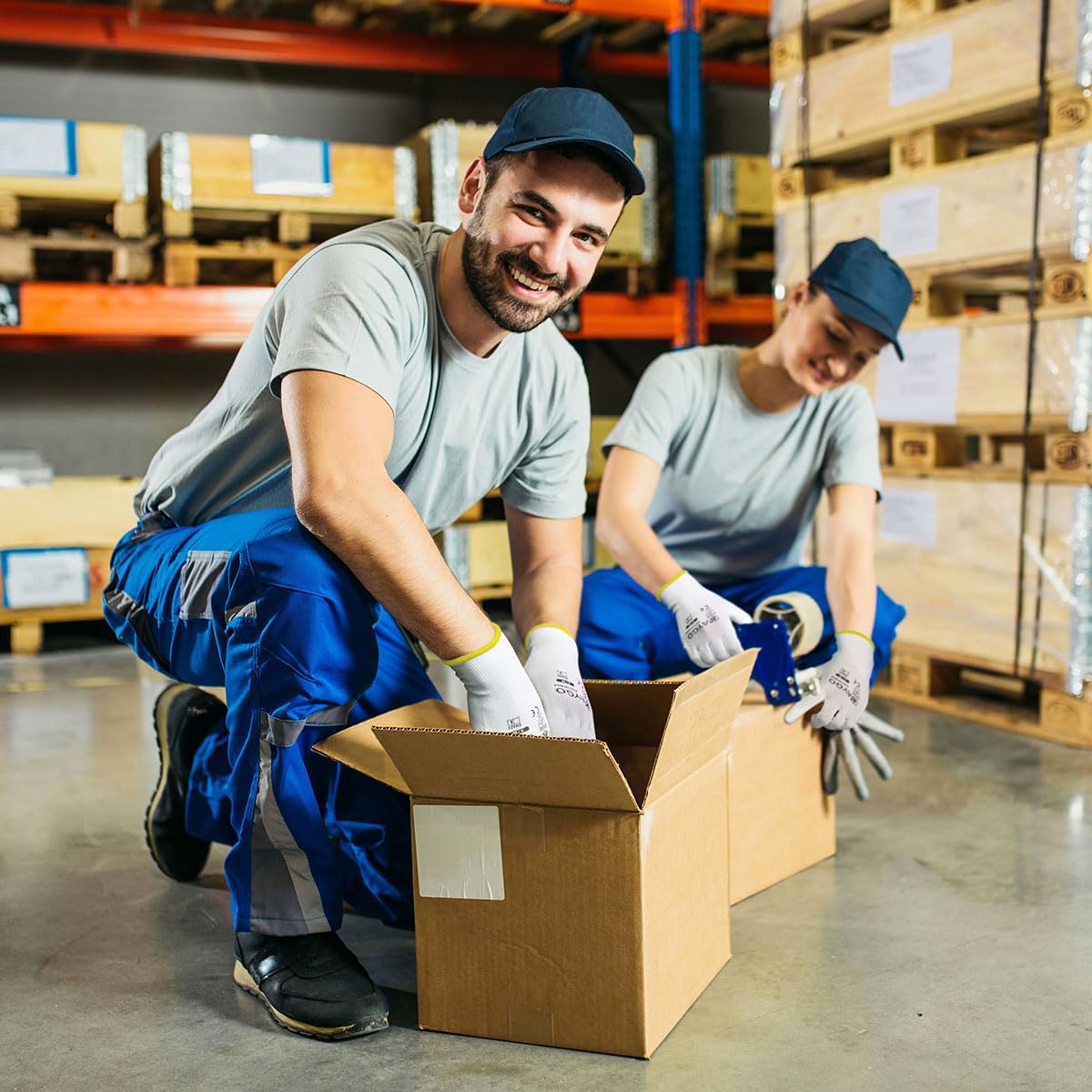 KAYGO Safety Work Gloves PU Coated-12 Pairs, KG11PB, Seamless Knit Glove with Polyurethane Coated Smooth Grip on Palm & Fingers, for Men and Women, Ideal for General Duty Work (Medium, White)