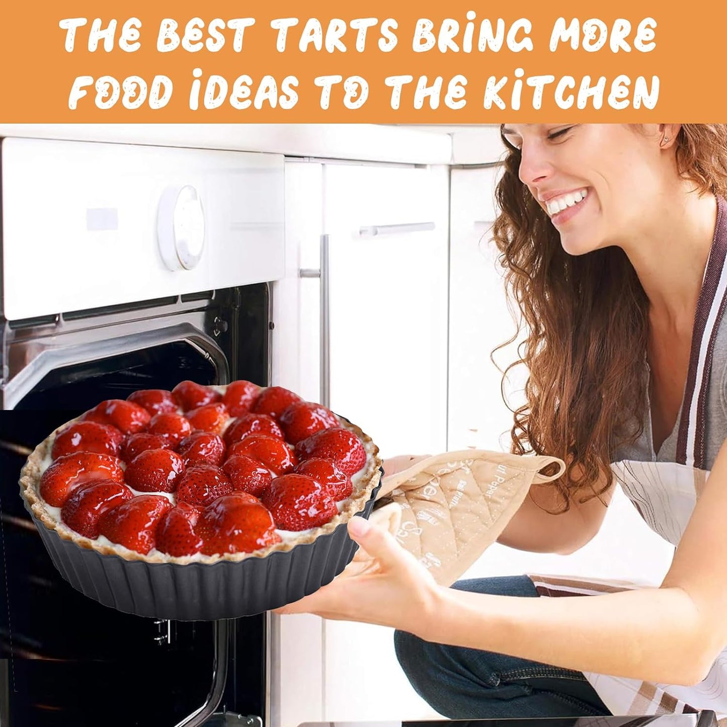 Deep Tart Pan, 9.5 x 2.2 Inches Non-Stick Tall Tart Pan Bottom Can Be Removed. Suitable for Making Various Pies, Tarts and Quiche. Easy to Clean is the Choice for Home Baking