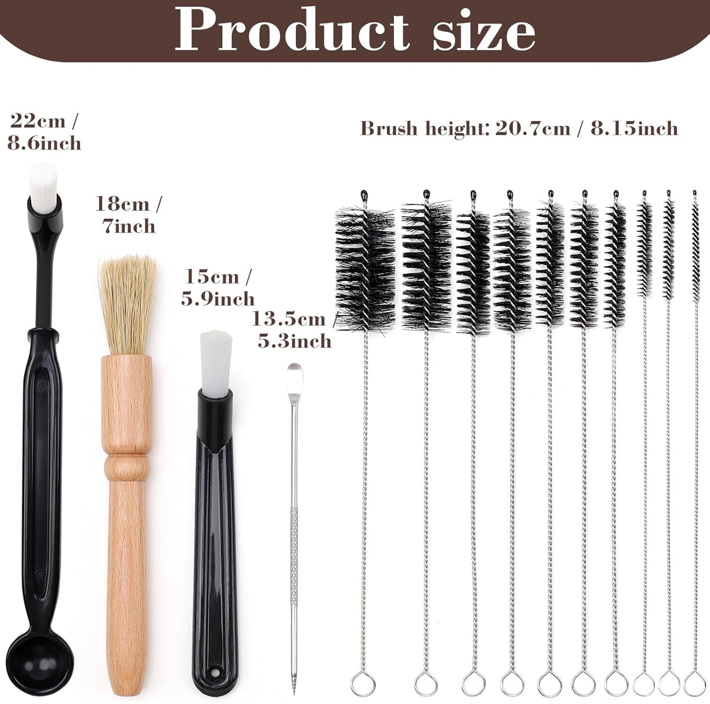 14 PCS Coffee Grinder Brush Set - Professional Espresso Machine Cleaning Kit, Multifunctional Burr Cleaner Brushes & Barista Tools for Home & Commercial Use