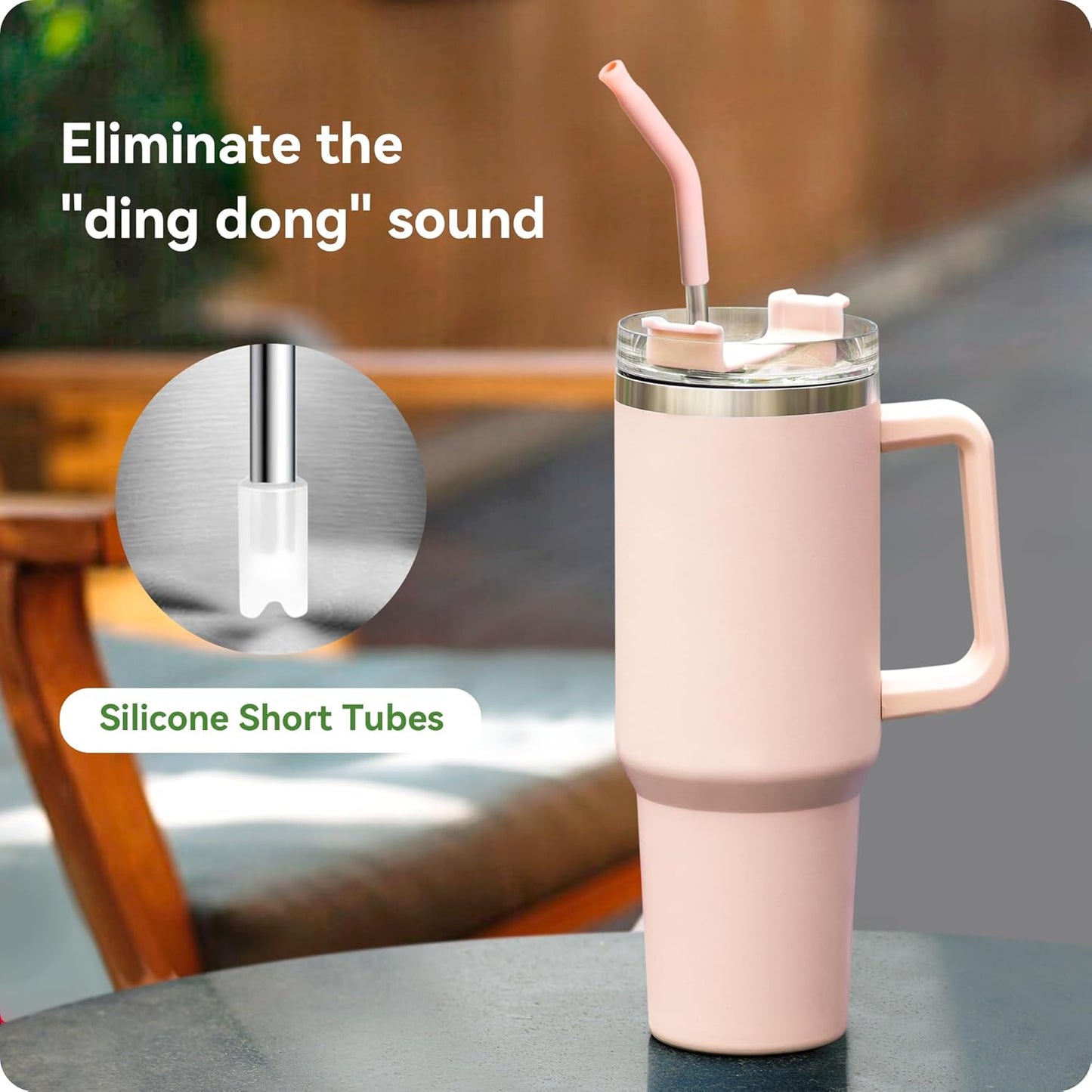 Snowfall Metal Straw for Stanley 40 OZ Cup, Long Reusable Stainless Steel Drinking Straws with Silicone Tip for Simple Modern 40 OZ Tumbler (Sky Blue)