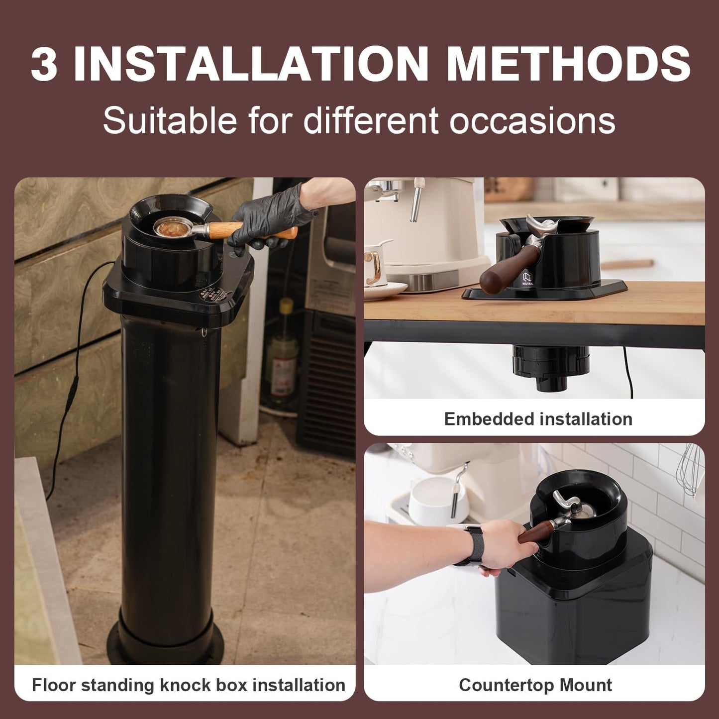 NUETRAL NS300 Electric Portafilter Cleaner-Automatic Coffee Grounds Cleaning Machine-Knock box for Espresso coffee-Espresso Puck Sucker-Innovative Espresso Machine Accessories(Embedded)