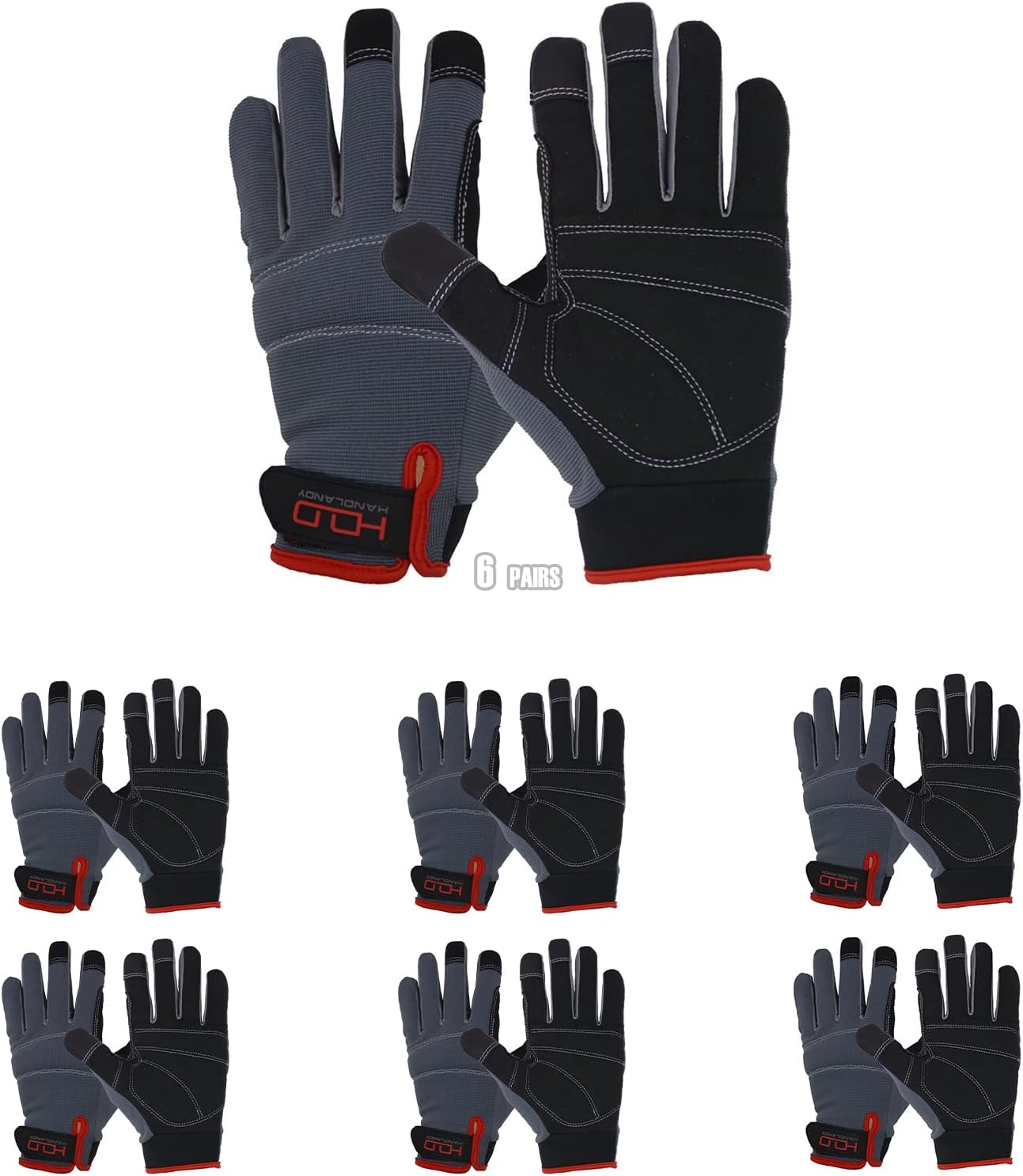 HANDLANDY Work Gloves for Men & Women, Utility Mechanic Working Gloves Touch Screen, Flexible Yard Work Gloves