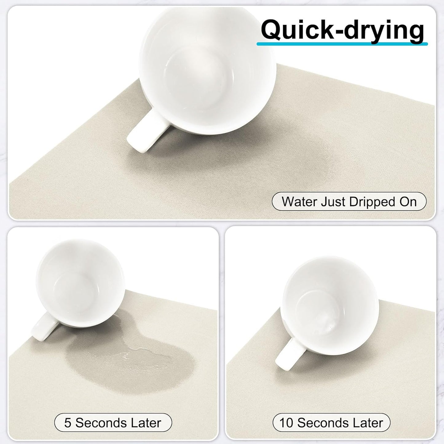 uxcell Silicone Mats for Kitchen Counter, 23.6" x 15.7" Non-Slip Countertop Protector Mat Heat Resistant Coffee Mat Waterproof Table Placemat, Beige