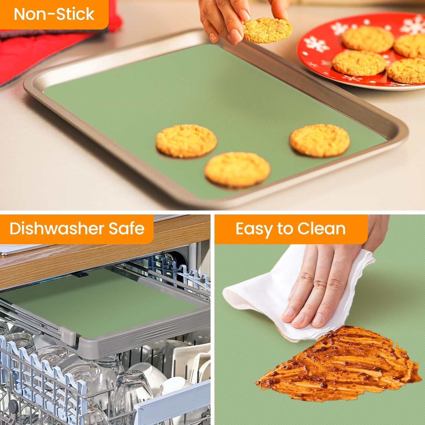 Silicone Baking Mat Roll - Best German Silicone - Heat Resistant Baking Macaron Bread Mat, Non-stick Pastry Mat, Reusable Dough Rolling Mat Cookie Sheet
