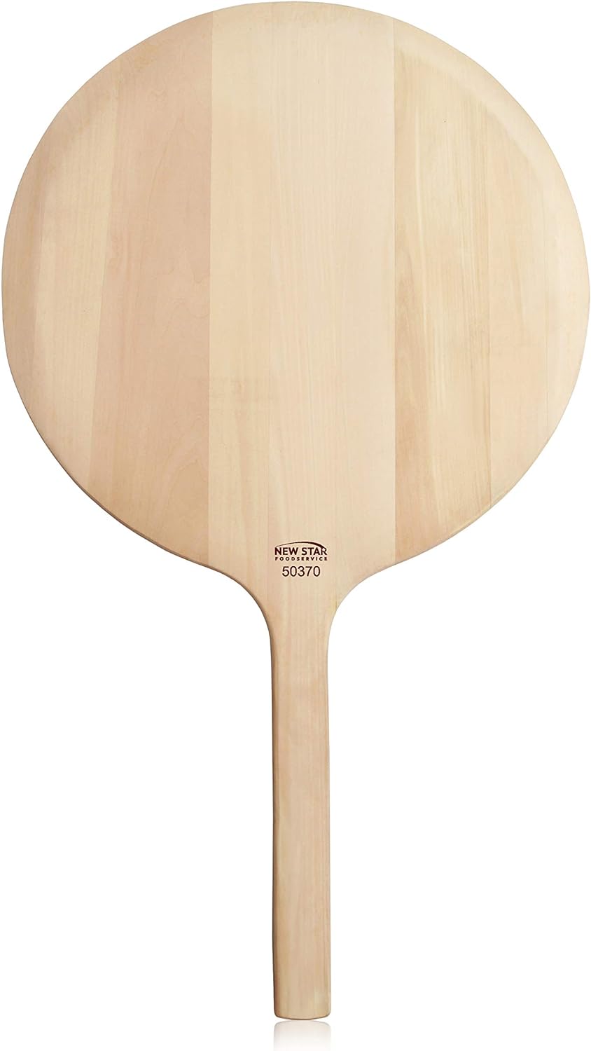 New Star Foodservice 50370 Restaurant-Grade Wooden Pizza Peel, 19" L x 19" W Plate, with 14" L Wooden Handle, 33" Overall Length
