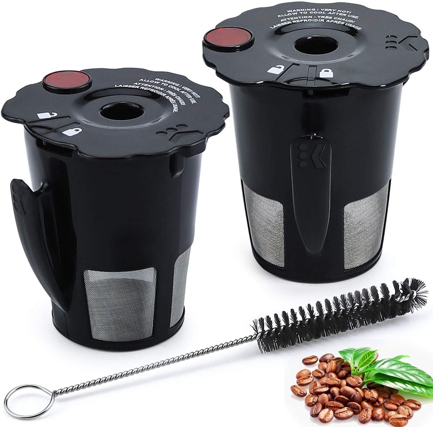 Sikawai My K Cup Reusable Coffee Pods Filter Fit for Keurig 2.0 K200 K250 K300 K350 K400 K450 K460 K475 K500 K550 K560 K575 Brewers Pack of 2 119367 with Cleaning Brush SIZE:2.5 * 2.4