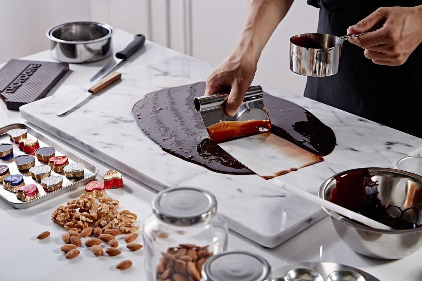 JEmarble Pastry Board 12x16 inch with Non-Slip Rubber Feets for Stability Perfect for Keep the Dough Cool and Chocolate Tempering(Premium Quality)