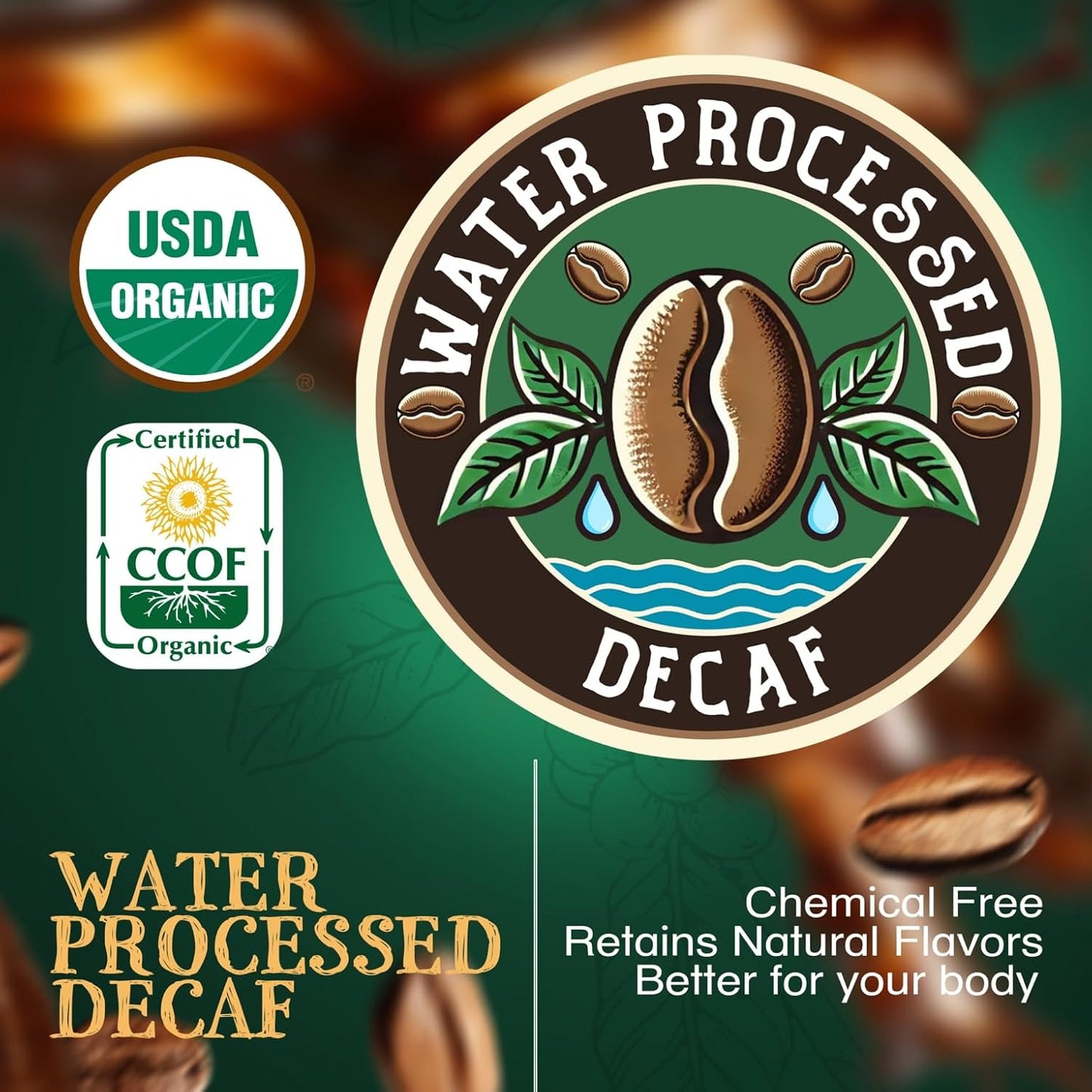 The Bean Organic Coffee Company Water Processed DECAF Le Bean, Dark French Roast, Whole Bean Coffee, 16-Ounce Bags (Pack of 2)