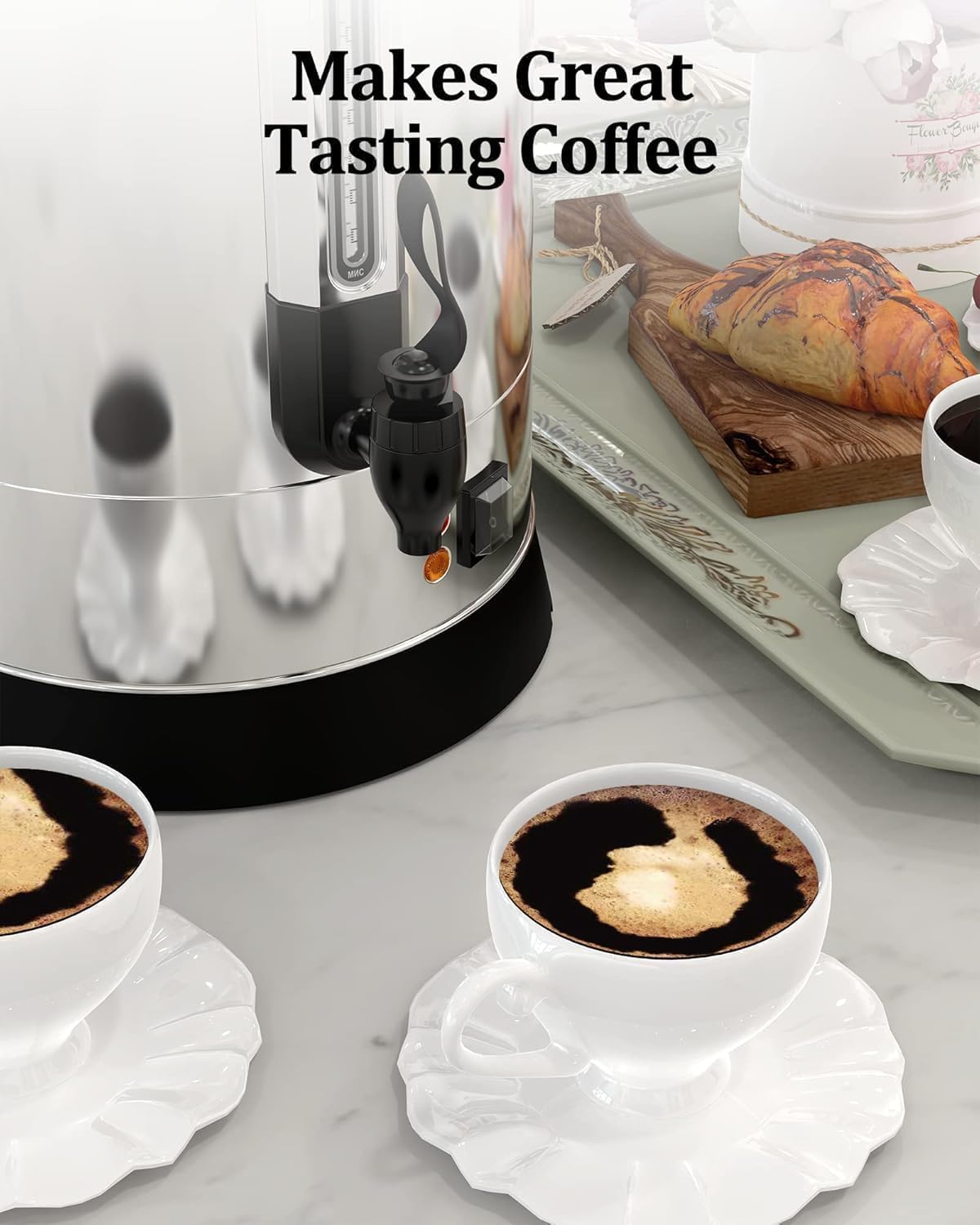 80 Cups Coffee Urn,12L Gallon Double Wall Commerical Coffee Maker for Buffet Catering Wedding Gathering,Large Capacity Hot Coffee Dispenser,Stainless Steel Hot Water Urn