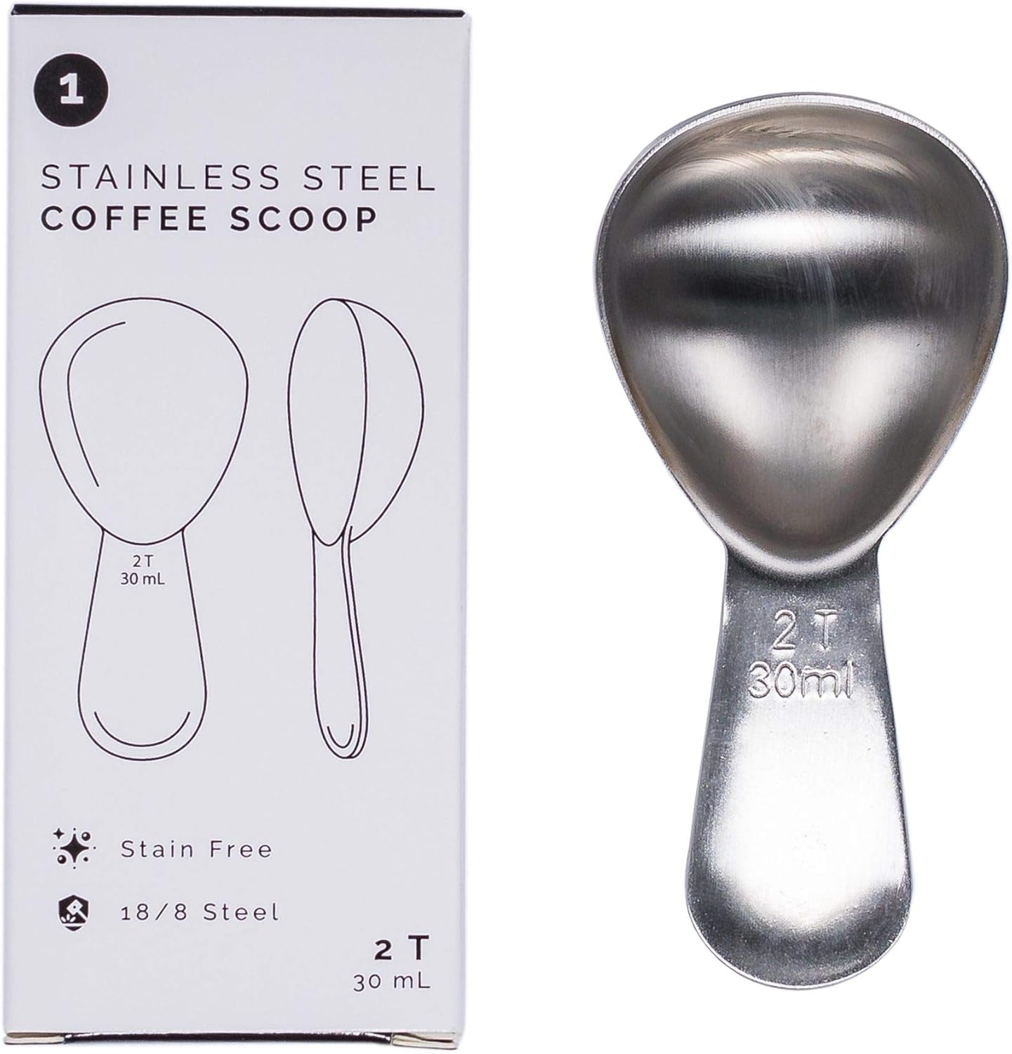 Coffee Scoop - Brushed Stainless Steel - 2 Tablespoon Capacity - Fits inside Airscape Canisters (Brushed Steel)