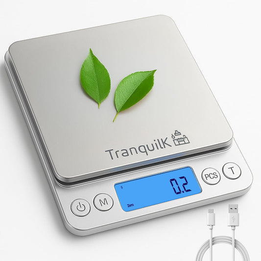 Rechargeable Digital Food Scale for Kitchen with Gram and Ounce – Smart Kitchen Scale for Food Products, Baking, Sourdough Bread Making, Cooking, Weight Loss, Jewelry & Packages (0.1g/5kg)