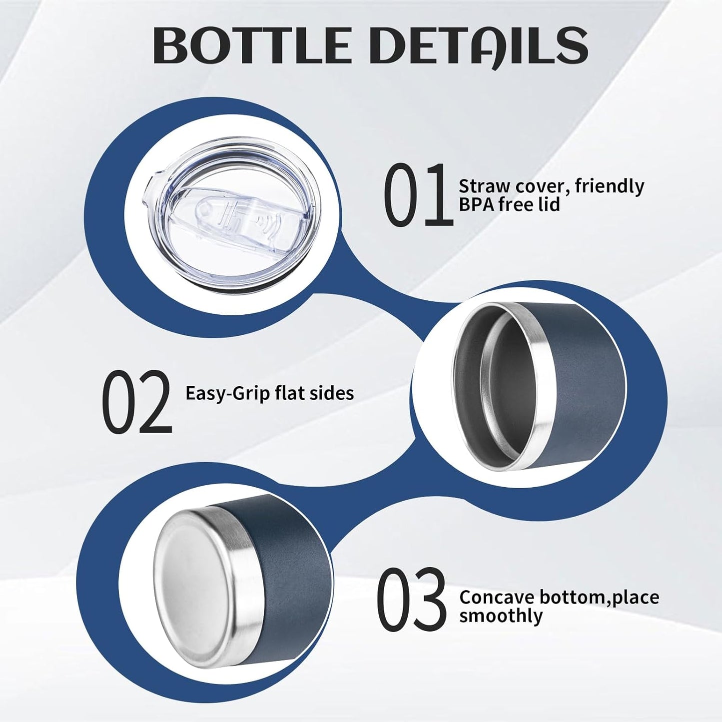 20oz Tumbler Bulk with Lid and Straw, Stainless Steel Double Wall Vacuum Insulated Travel Mug, Powder Coated Coffee Cups for Hot and Cold Drinks,Funny Gifts for Women Men(Navy Blue,6)