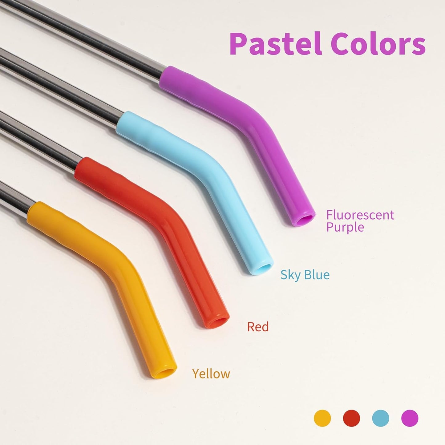 6.7" Short Metal Straw-Reusable Stainless Steel Drink Straws with Silicone Tips and Brush, Fit for 6 7 10 12 oz Small Cups (Colors 4)