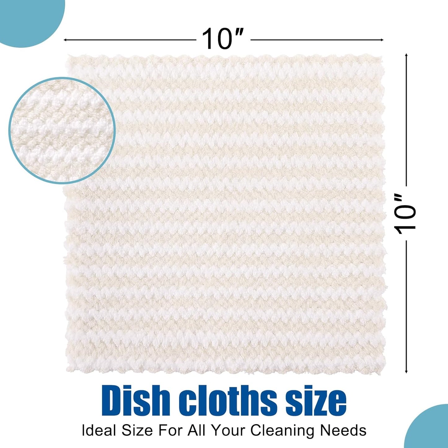 Homaxy 24 Pack Kitchen Dish Cloths, Ultra Soft and Absorbent Dish Towels, Reusable Fast Drying Microfiber Cleaning Cloth, Coral Velvet Wave Design No-lint, 10 x 10 inches, Beige