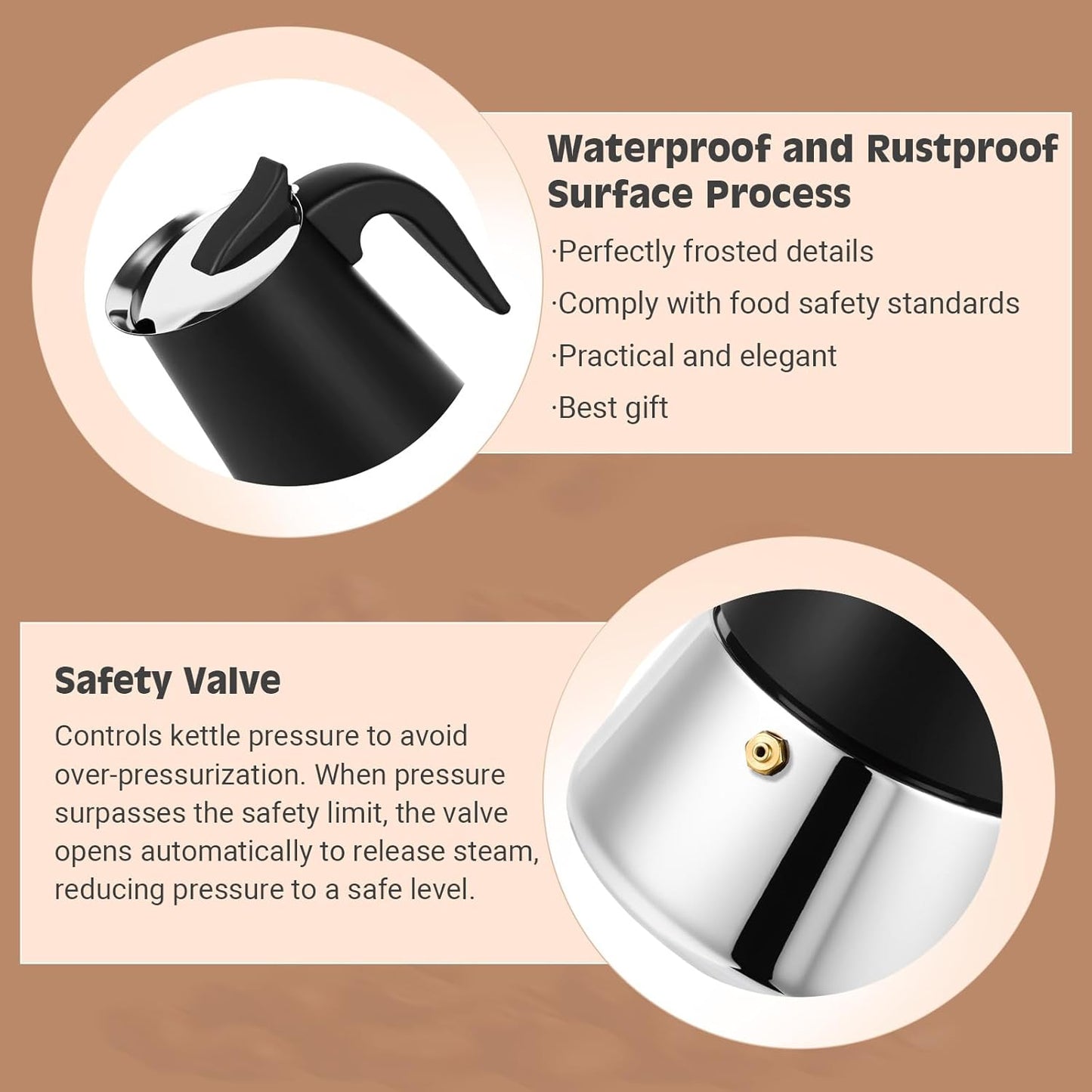 Moka Pot, 9 Cups (15.9 oz) Stovetop Espresso Maker, 304 Stainless Steel Moka Pot, Induction Compatible, Black