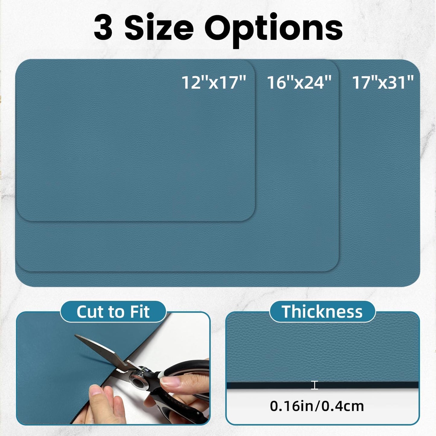 PoYang 31"x17" Coffee Mat X-Large, Coffee Bar Accessories for Countertop, Absorbent Dish Drying Mat, Anti-Slip and Hide Stain Pad for Espresso Machine, Espresso Maker and Kitchen Counter, Blue