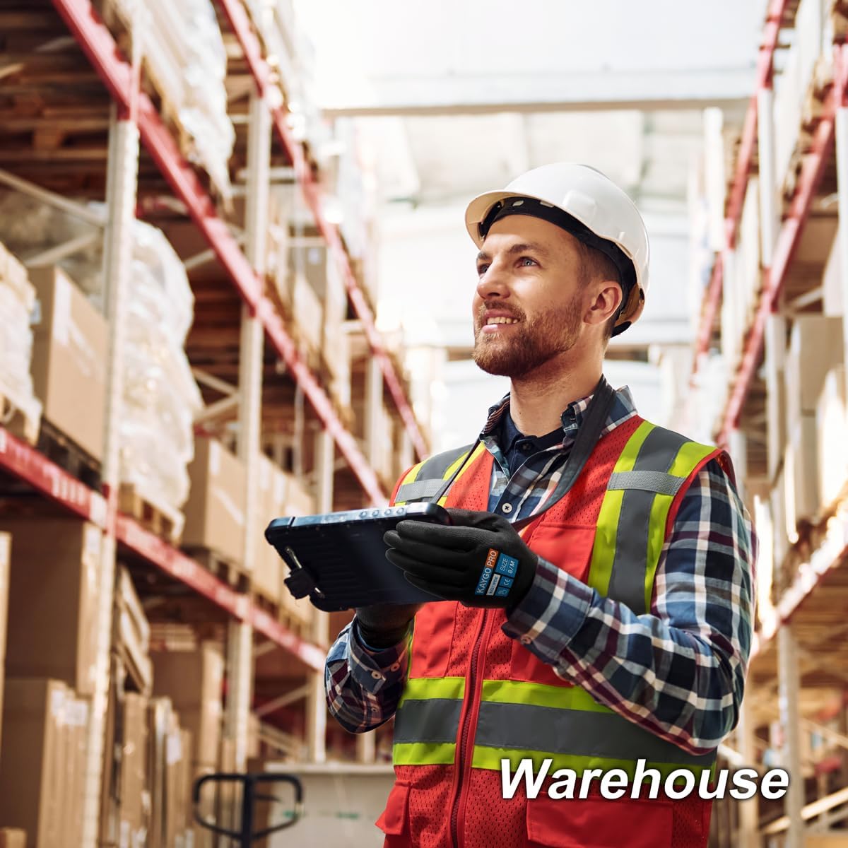 KAYGO Safety Work Gloves PU Coated for Men and Women, 60 Pairs KG11PB, Seamless Knit Glove with Two Fingers Touchscreen, breathable and lightweight Ideal for General Duty Work (XL,Black)