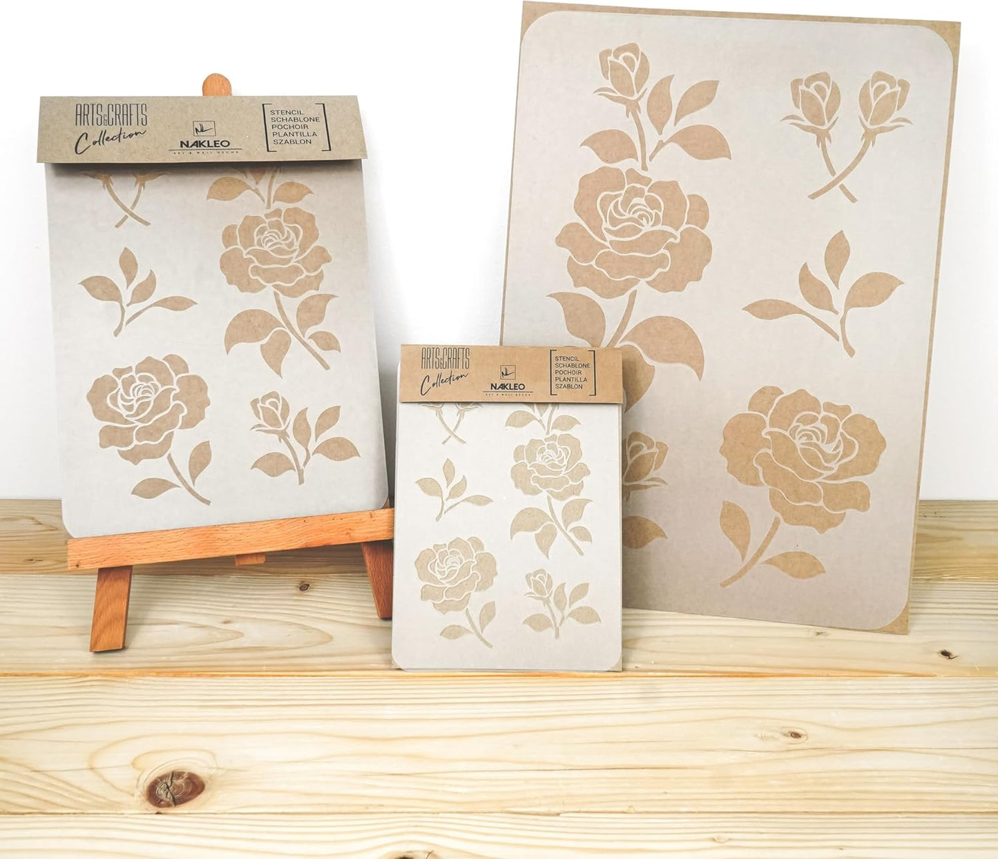 NAKLEO DIY Reusable Plastic Stencil - 15x21cm / 5.8” x 8.3” - Rose Flower Bloom - Art Craft Wall Painting Pattern Template Scrapbooking Decoupage - Fabric Furniture Wood