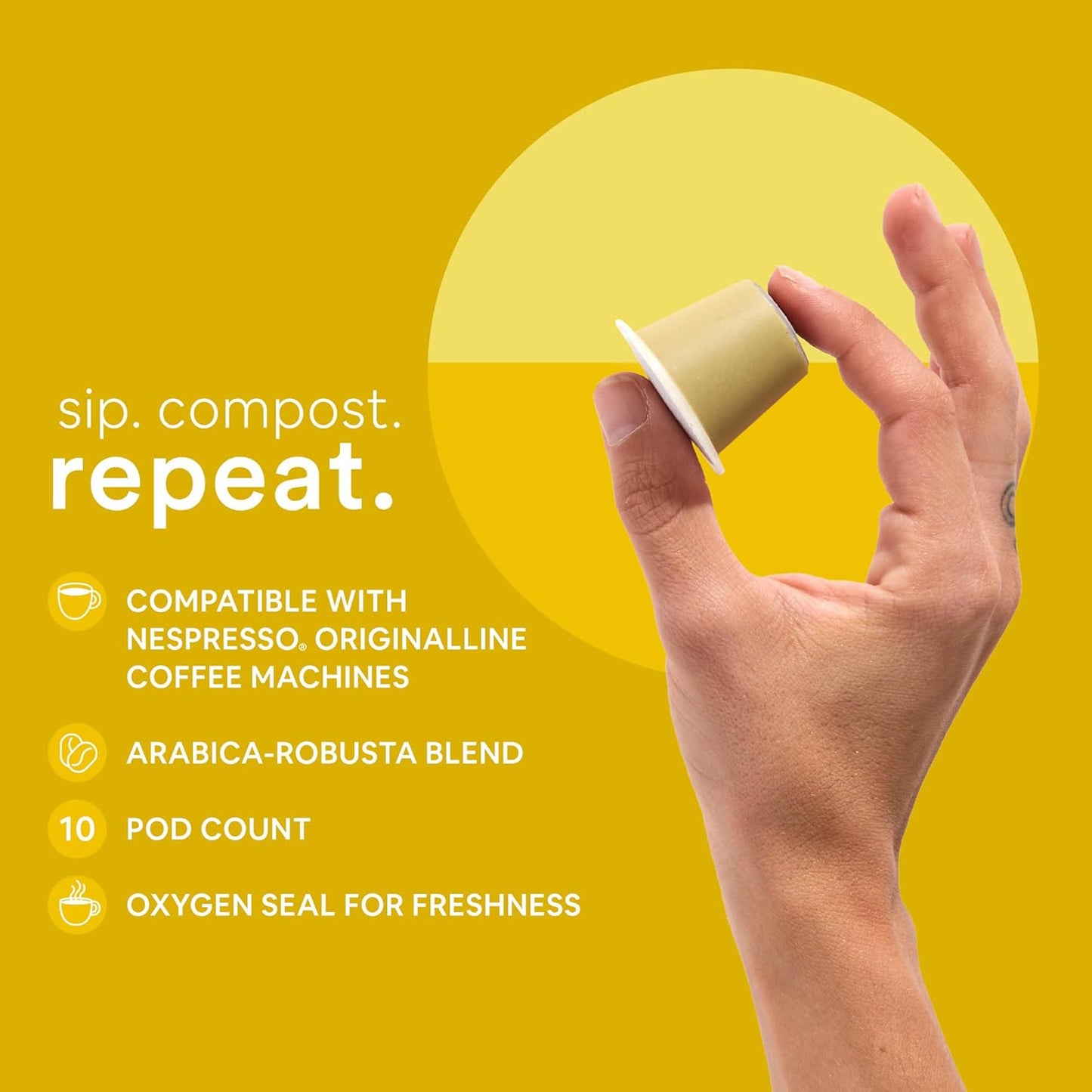 WOKEN COFFEE Compostable Nespresso Pods - Cremoso Dark Roast Italian Espresso Coffee Capsules Compatible With Nespresso Coffee Machine (100 Pod Count, 10 Boxes)