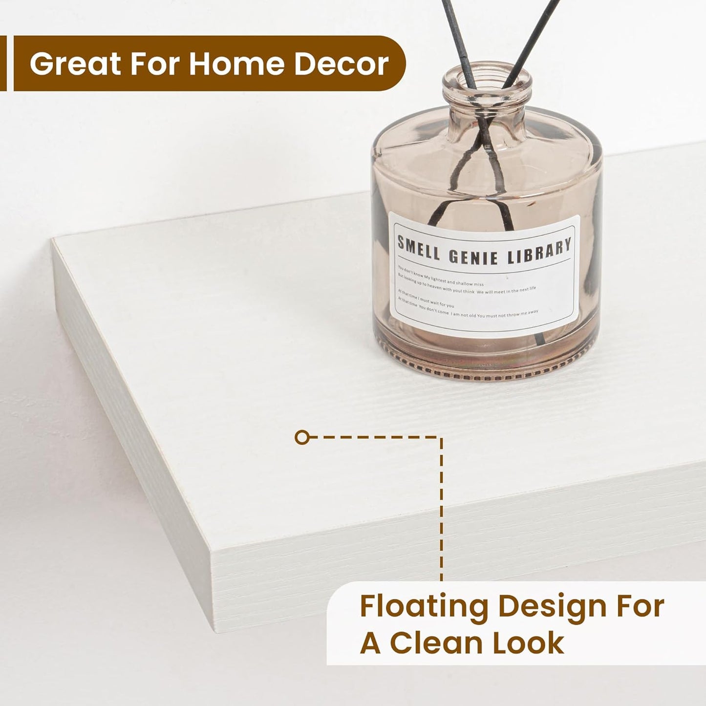 Fun Memories 30 Inch Floating Shelves for Wall, 9 Inch Deep White Rustic Wood Wall Mounted Shelves for Bathroom, Bedroom, Living Room, Set of 2