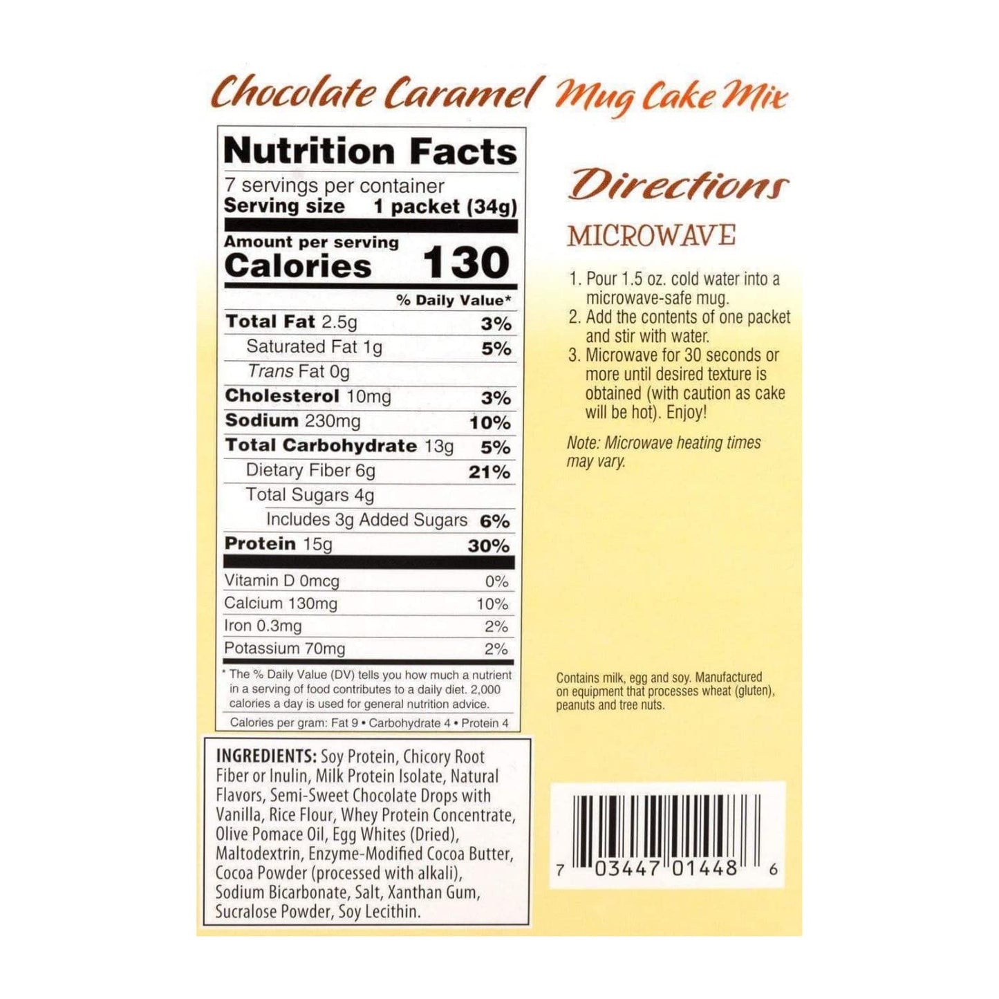 FITWISE - High Protein Mug Cake Mix, 15g Protein, Low Calorie, Low Net Carbs, Low Fat, High Fiber, Gluten Free, Ideal Protein Compatible, 7 Servings Per Box (Chocolate Caramel)
