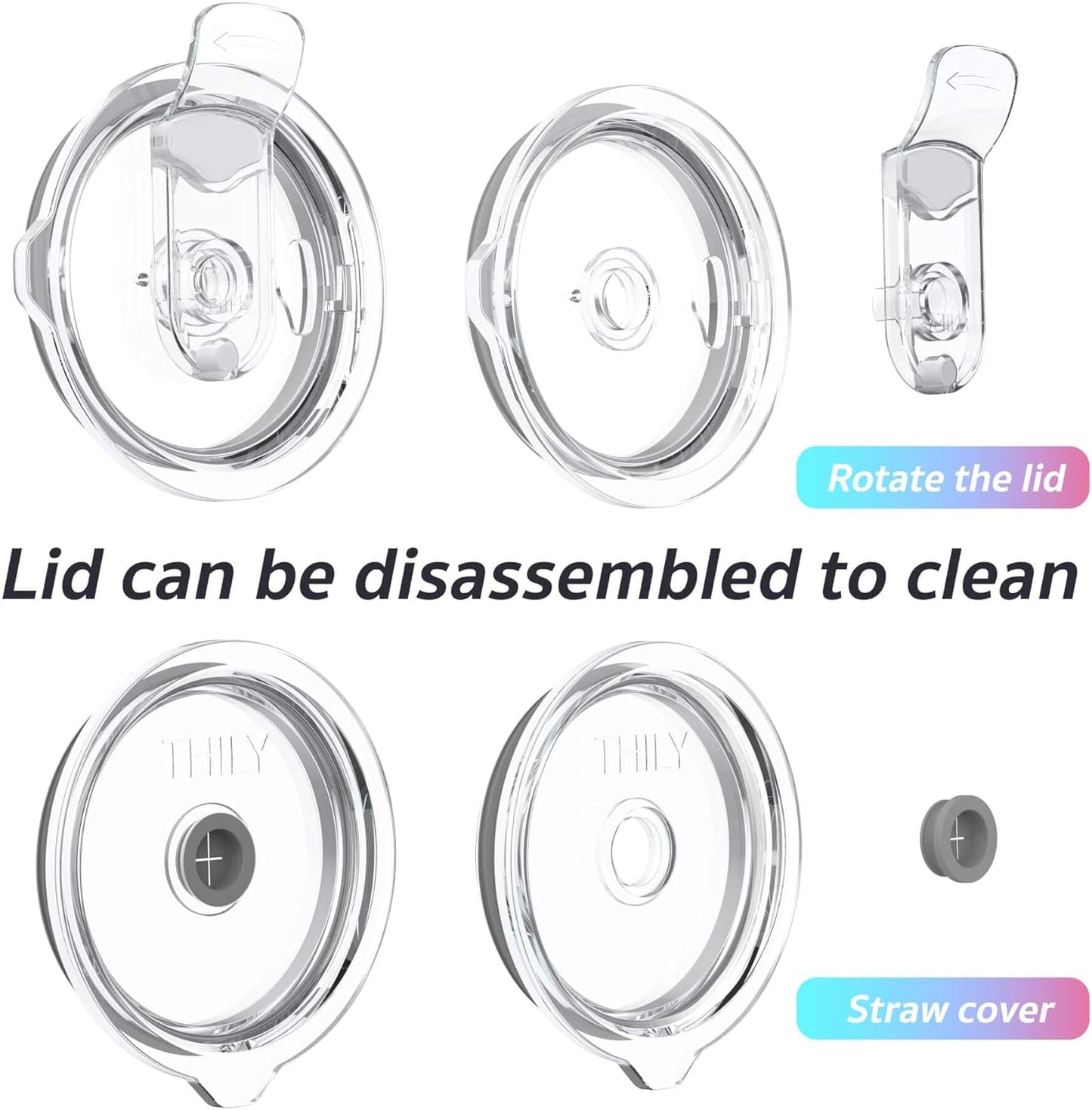 THILY Stainless Steel Vacuum Insulated Tumbler Travel Mug 26 oz Coffee Cup with 2 Lids and Straws, Splash Proof, Keep Ice Drinks Cold, Gold Marble