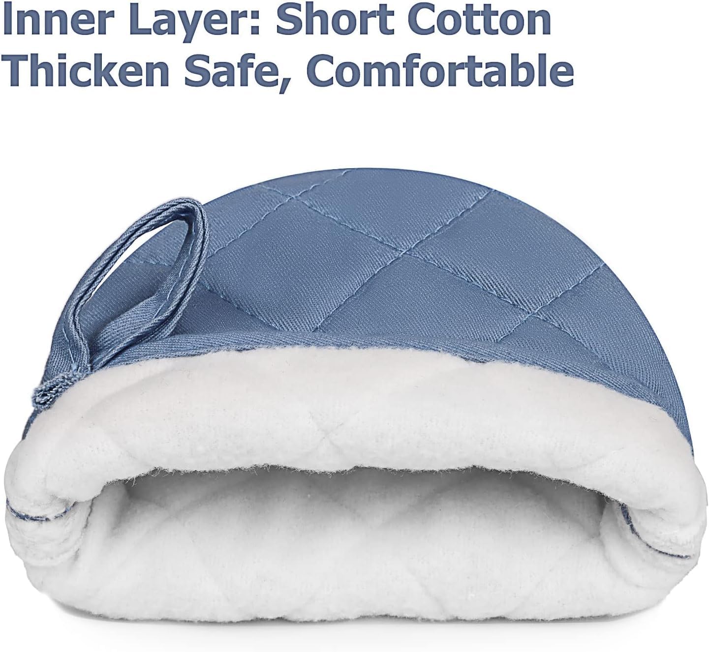 Short Oven Mitts, Heat Resistant Silicone Kitchen Mini Oven Mitts for 500 Degrees, Non-Slip Grip Surfaces and Hanging Loop Gloves, Baking Grilling Barbecue Microwave Machine Washable, 1 Piece