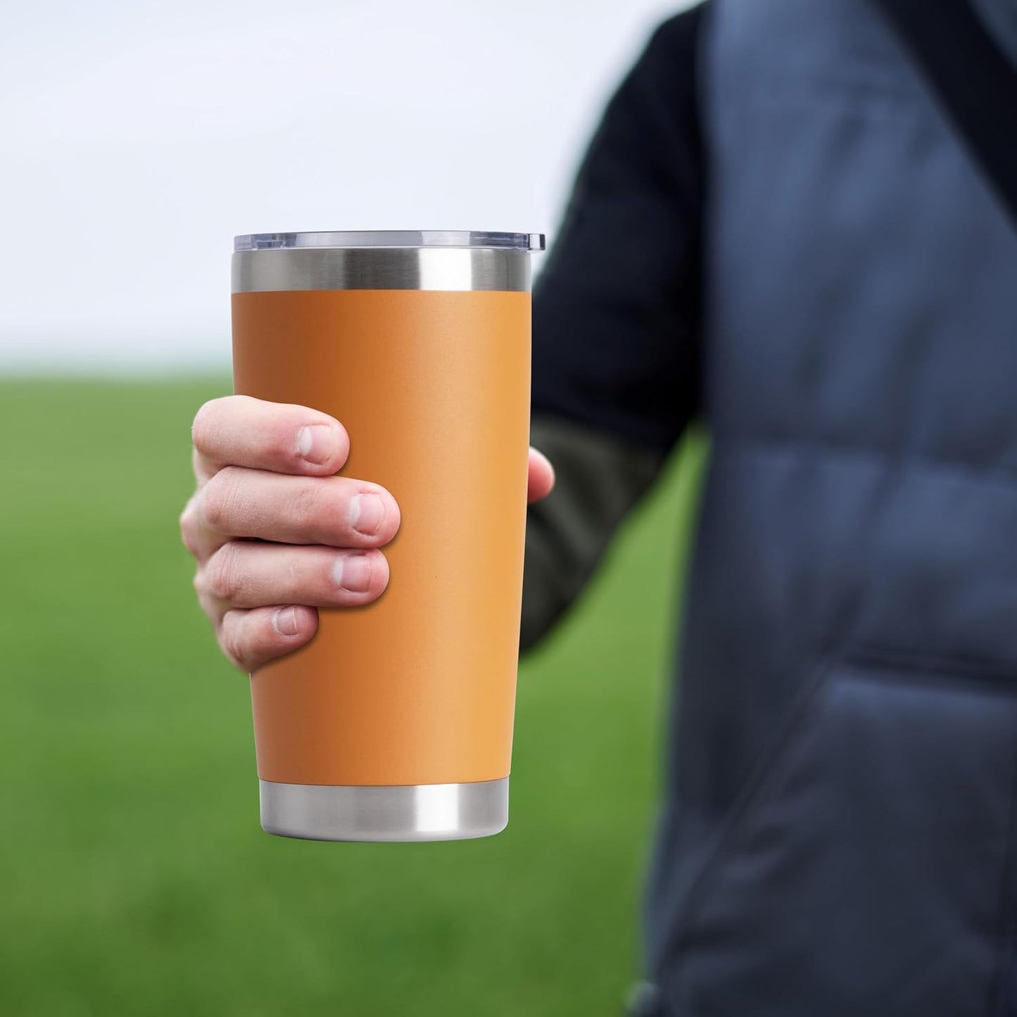 HASLE OUTFITTERS 20oz Stainless Steel Tumblers Bulk, Insulated Travel Cup with Lid, Double Wall Vacuum Coffee Mug for Cold & Hot Drinks 12 Pack, Orange