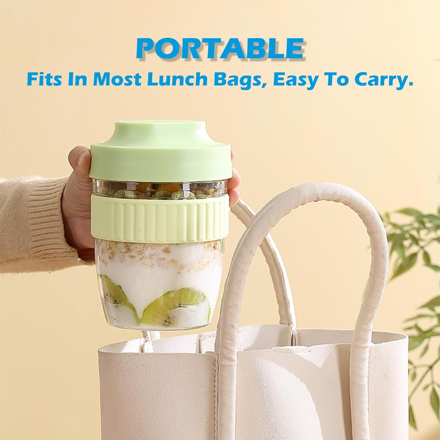 Breakfast On The Go Cups, Overnight Oats Containers With Lid And Folding Spoon, Take And Go Yogurt Cereal Snack Parfait Salad Containers For Lunch, Fruit & Vegetable Jar, 20 oz(Purple)