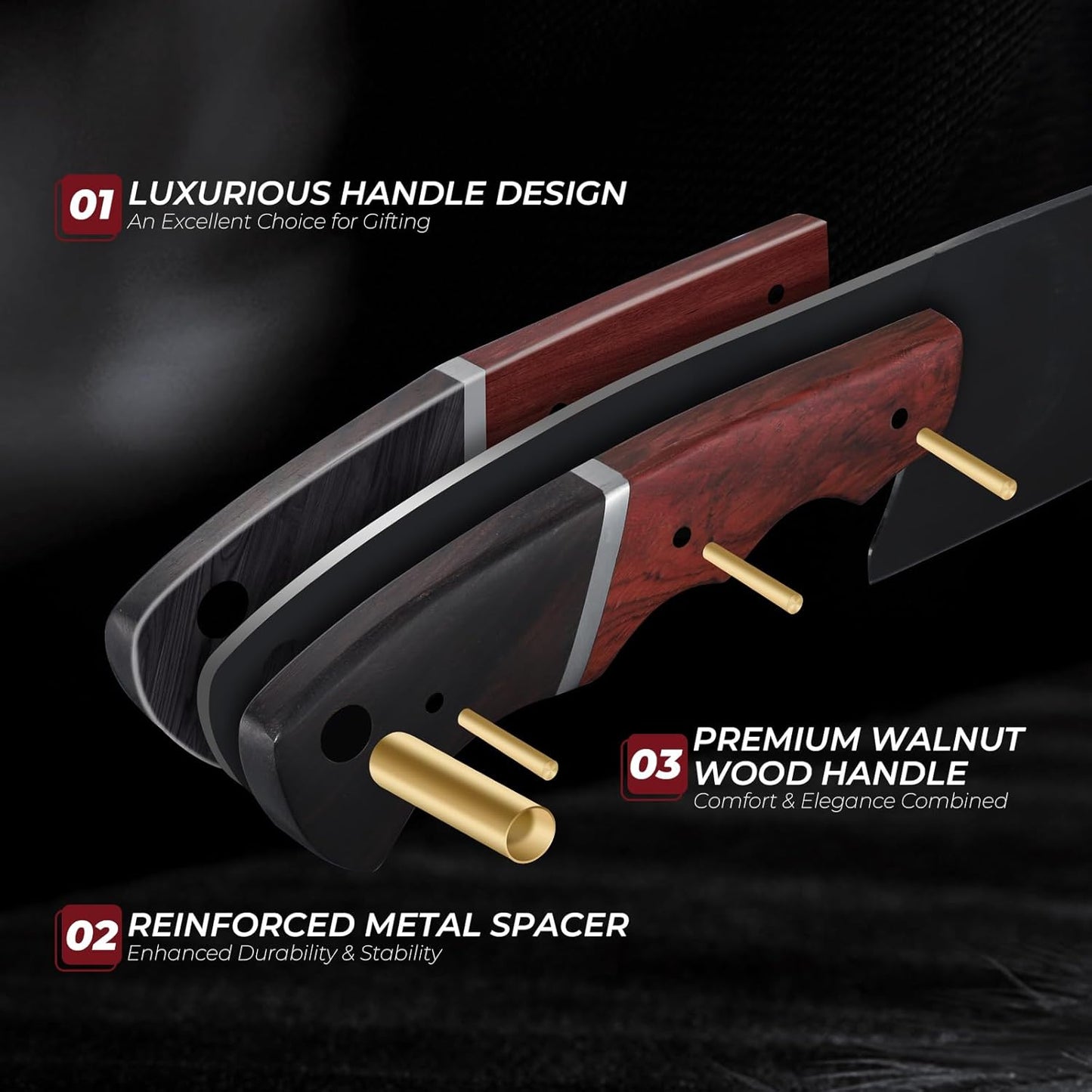 Japanese Chef Knife 8 Inch - Kitchen Knife Forged from a Single Piece of High Carbon ATS-34 Steel, Full-Tang Cooking Knife with Walnut Handle for Meat and Vegetables, Ideal Gift