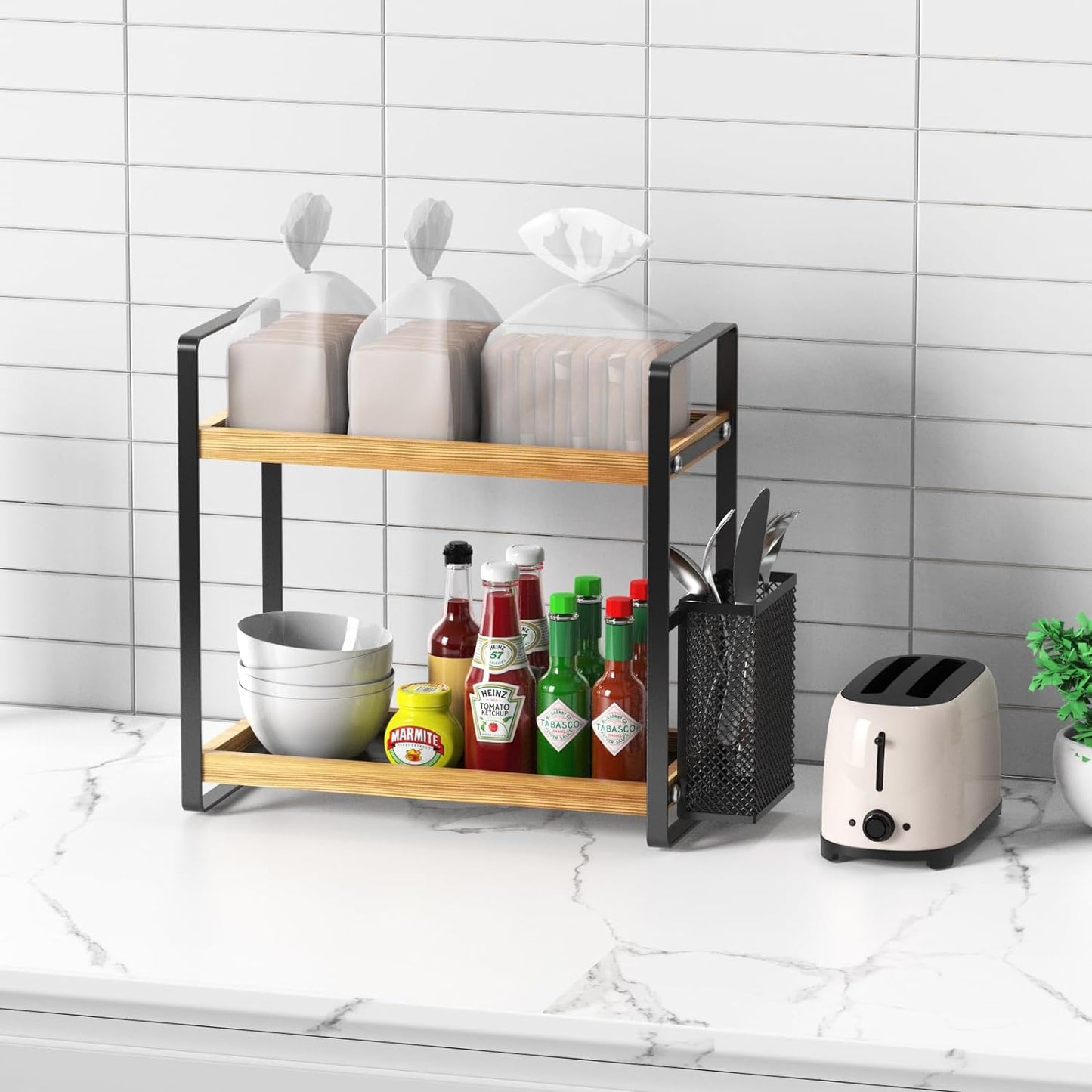 LEMIKKLE Coffee Bar Accessories and Coffee Mug Cup Holder, kitchen organizers and storage,Spice Rack Organizer for Countertop,Kitchen(basket)