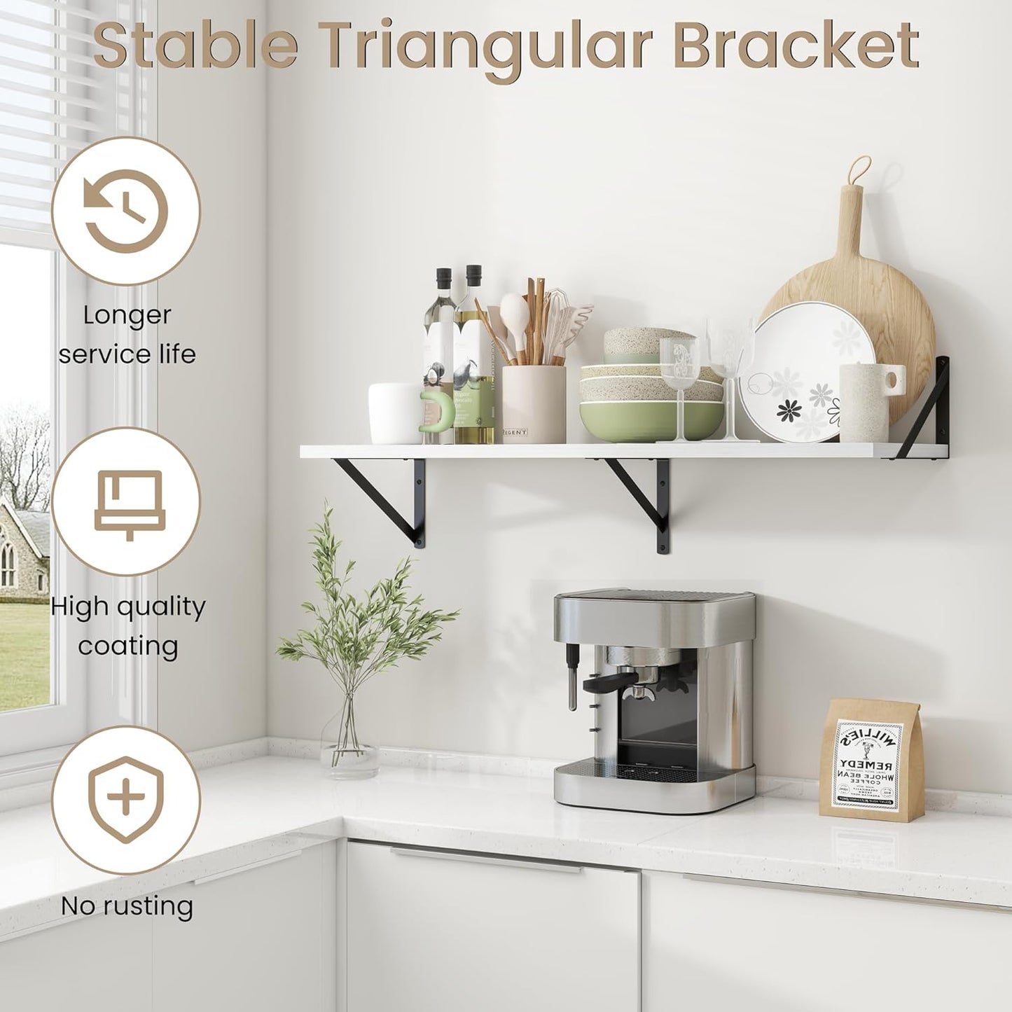 Dreamland Deep Floating Shelves for Wall, White Wood Wall Mounted Shelves, Large Floating Shelf 12 * 36 inch Set of 2 for Bookshelf Living Room Bedroom Home Office Bathroom