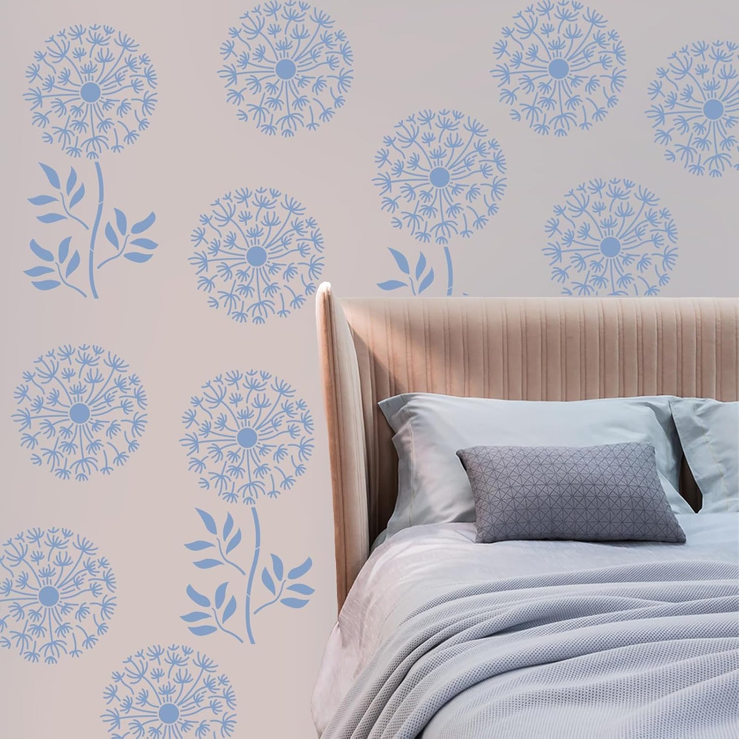 12PCS Large Flower Stencils for Painting on Wood 12 x 12 Inch Giant Wall Stencil with Brushes Large Pattern Floral Stencils Sunflower Paint Stencil for Walls Garden Fence Furniture