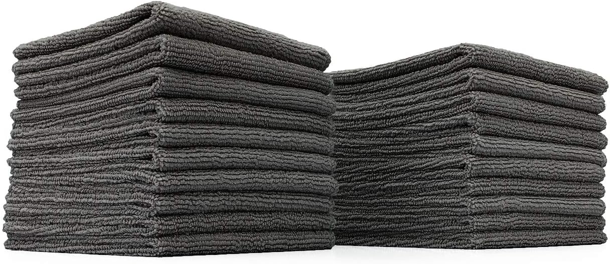 The Rag Company - All-Purpose Microfiber Terry Cleaning Towels - Commercial Grade, Highly Absorbent, Lint-Free, Streak-Free, Kitchens, Bathrooms, Offices, 300gsm, 10in x 10in, Grey (20-Pack)