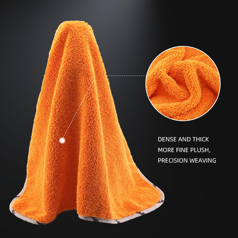 Car Microfiber Towel, Professional Grade Premium Microfiber Towel, 1 Pack Highly Absorbent, Scratch Free Large Car Microfiber Towel for Car Washing, Drying & Auto Detailing, 23.8 x 30.9 inch, Orange