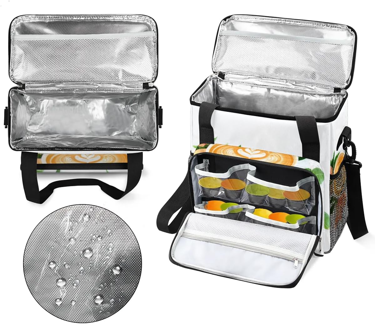 coffee beans cup flower Coffee Maker Carring Bag Travel Carrying Storage Tote Bag Compatible with Keurig K-Mini or K-Mini Plus Portable Single Serve Coffee Brewer Case with Pockets for K-cup Pods