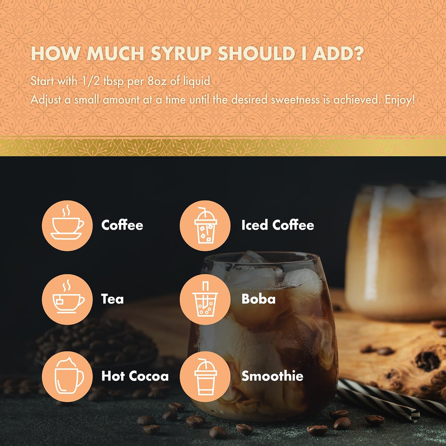 ChocZero Peach Syrup – Sugar Free Flavoring Syrup for Coffee, Tea & Cocktails – Keto Friendly, Low Carb, No Sugar Alcohols, Vegan & Gluten Free – 25.4 Fluid Ounces