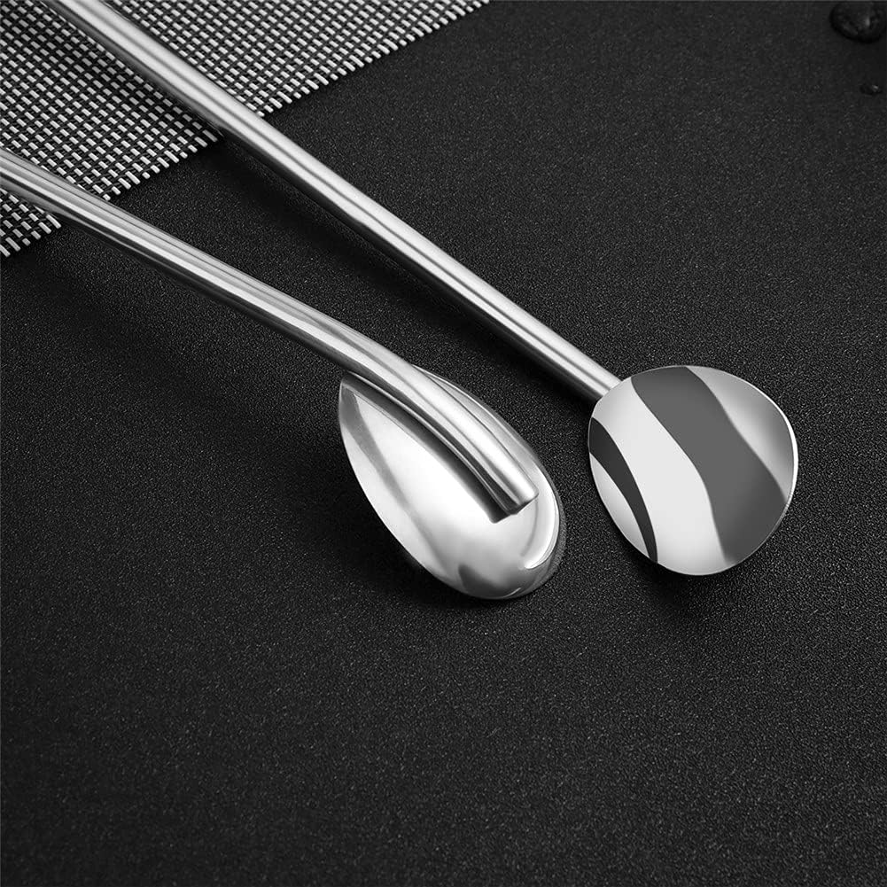 2Pcs Stainless Steel Straws Spoons, Reusable Metall Straws Spoon with 1 Cleaning Brushes,2 in 1 Snow Cone Straws Drinking Reusable Stainless Steel Ice Tea Long Spoons Straws for Cocktail Milkshake (2)