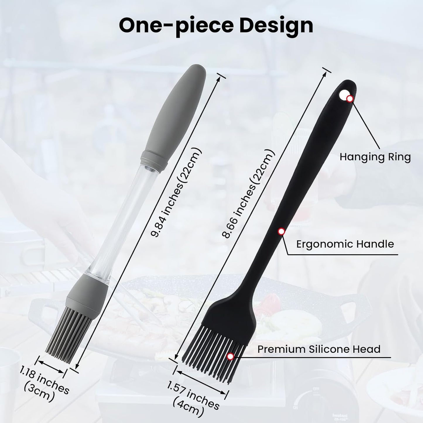 GEEKHOM Basting Brushes, Silicone Basting Pastry Baking Brush Set Heat Resistant Spread Oil Butter Sauce Marinade Meat Glazing for BBQ Grill Barbecue Baking Kitchen Cooking, 4 Pack, Black