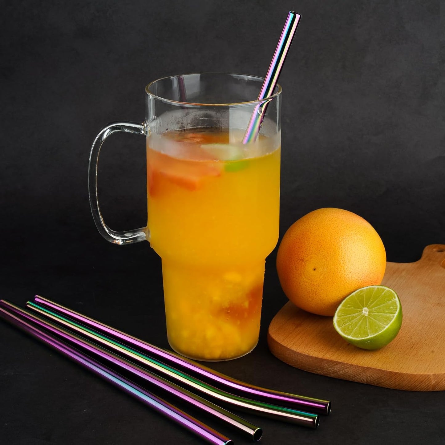 Tomorotec 11 Inch Stainless Steel Reusable Drinking Straws 14PCS & 2 Cleaning Brushes Set with Curved & Straight Designs, Compatible with 30oz Stanley Tumblers, Dishwasher Safe, BPA-Free (Metallic)